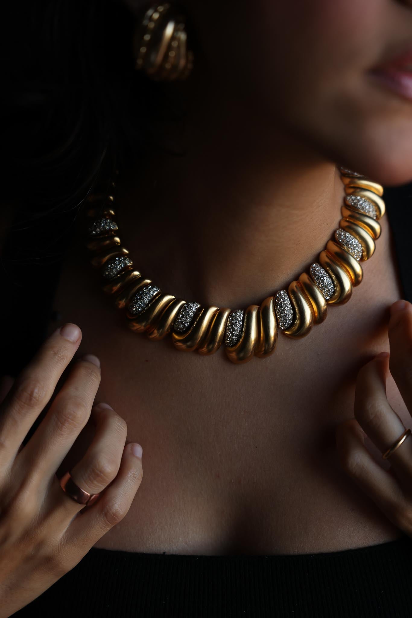 VINTAGE LES BERNARD PAVÉ ARTICULATE NECKLACE