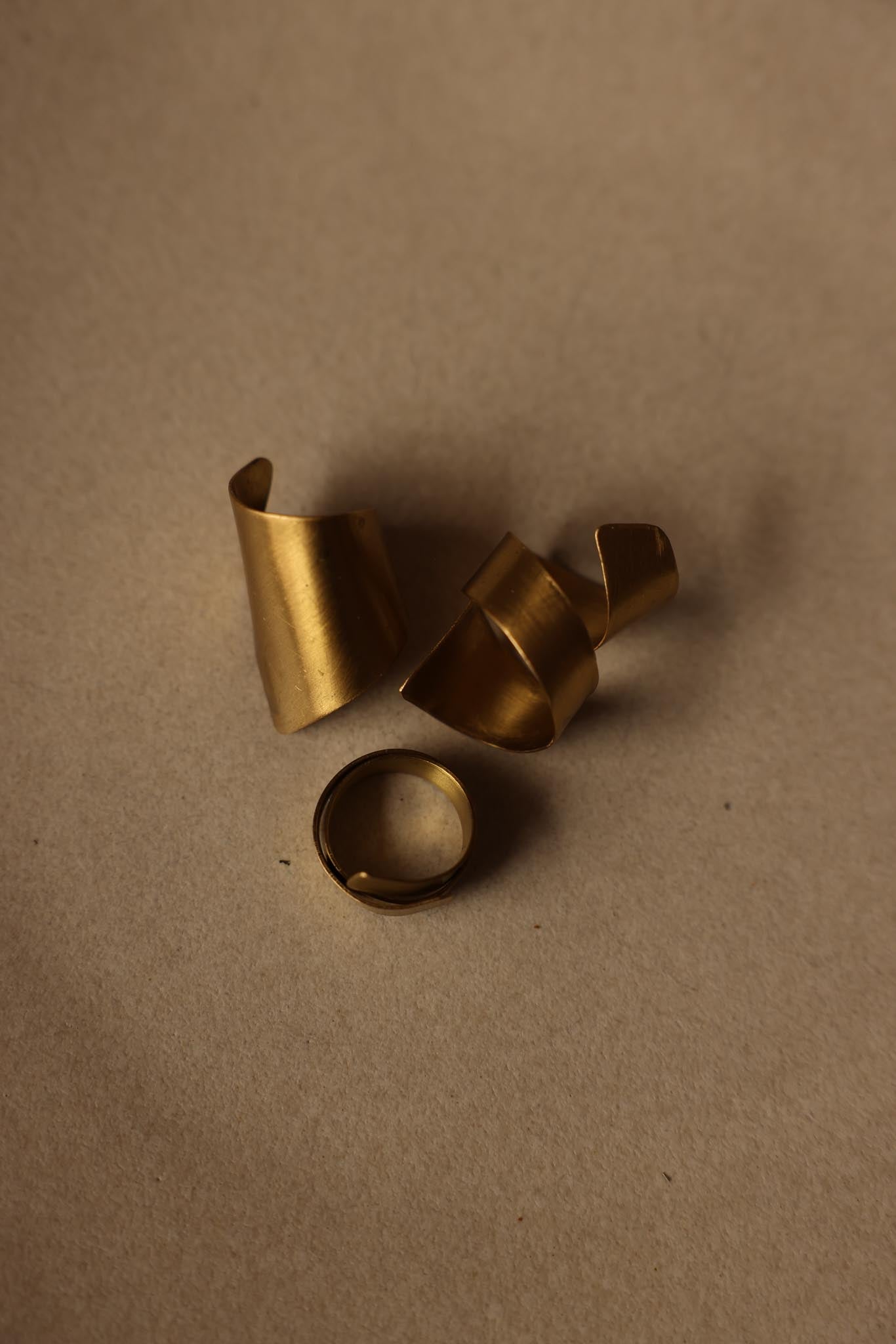 Brass Adjustable Rings - Set of 3 (Non-Vintage)|Vintage Baazaar