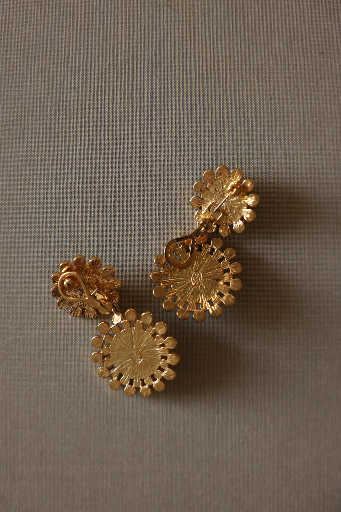 Gold Plated Turquoise Cluster Drop Earrings