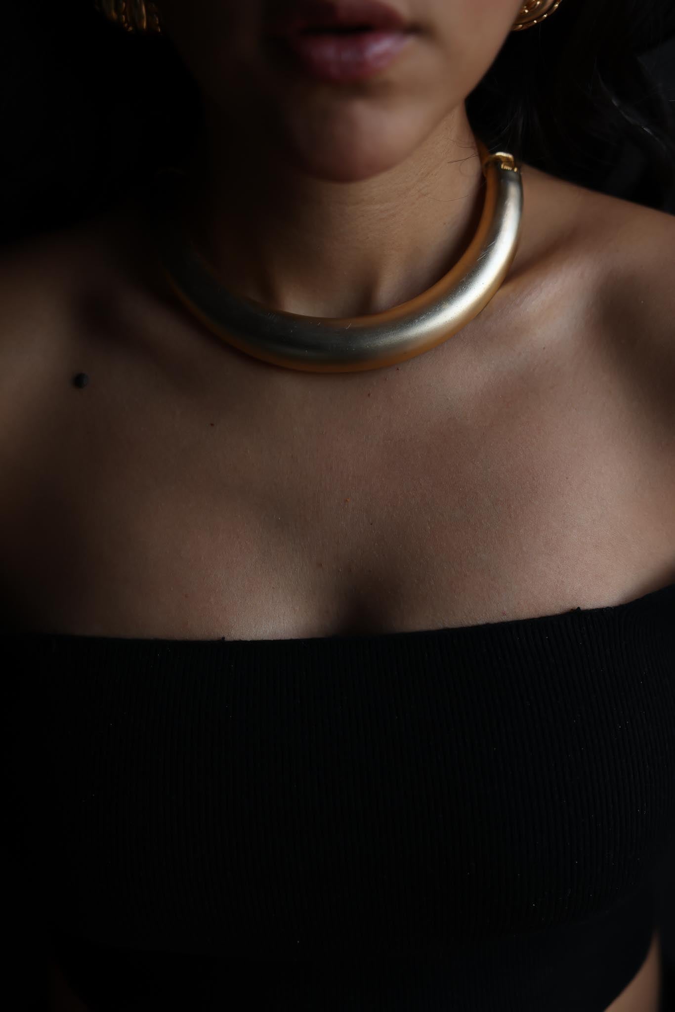 Matte Gold Hinged Collar Necklace