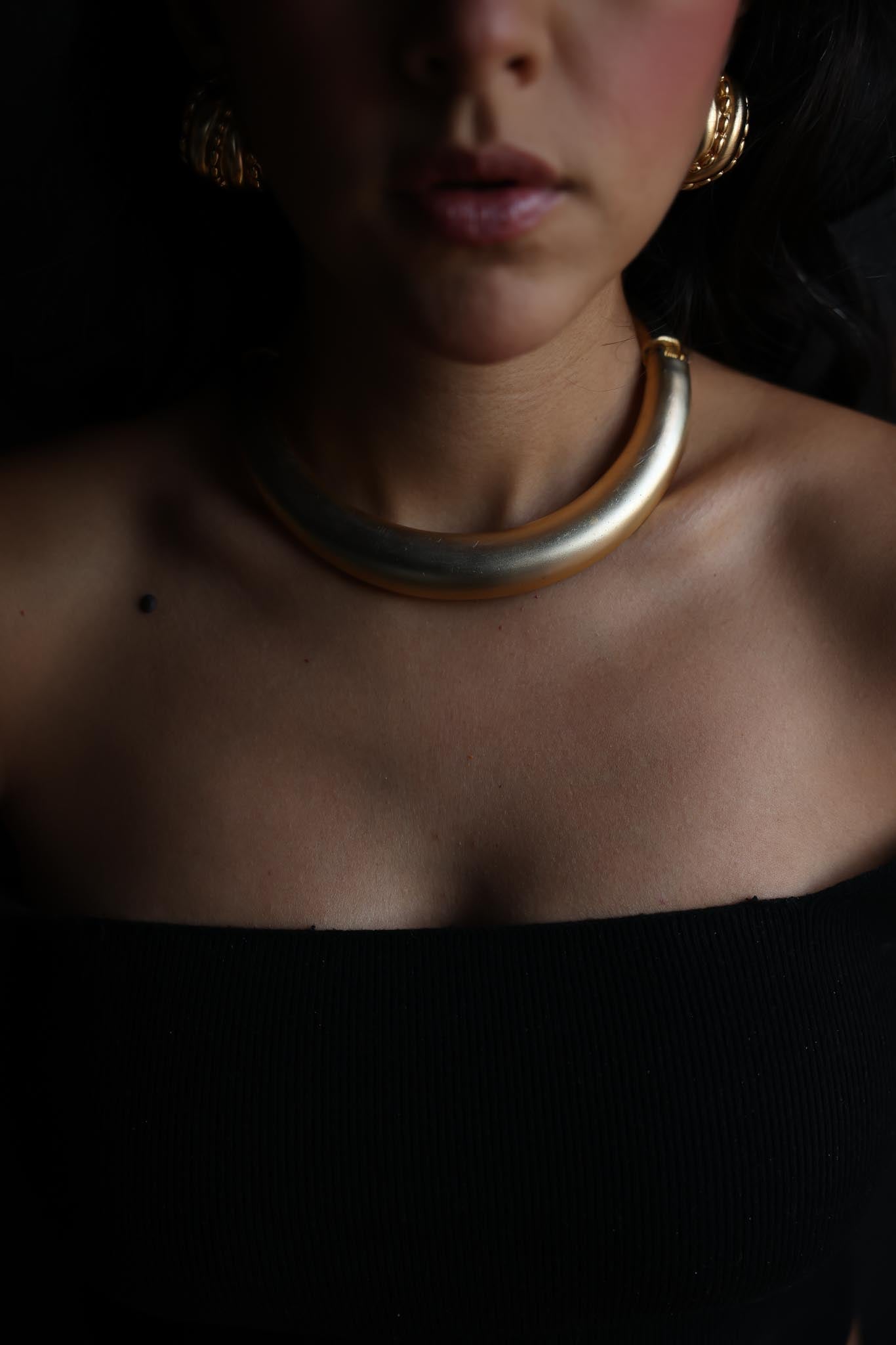 Matte Gold Hinged Collar Necklace