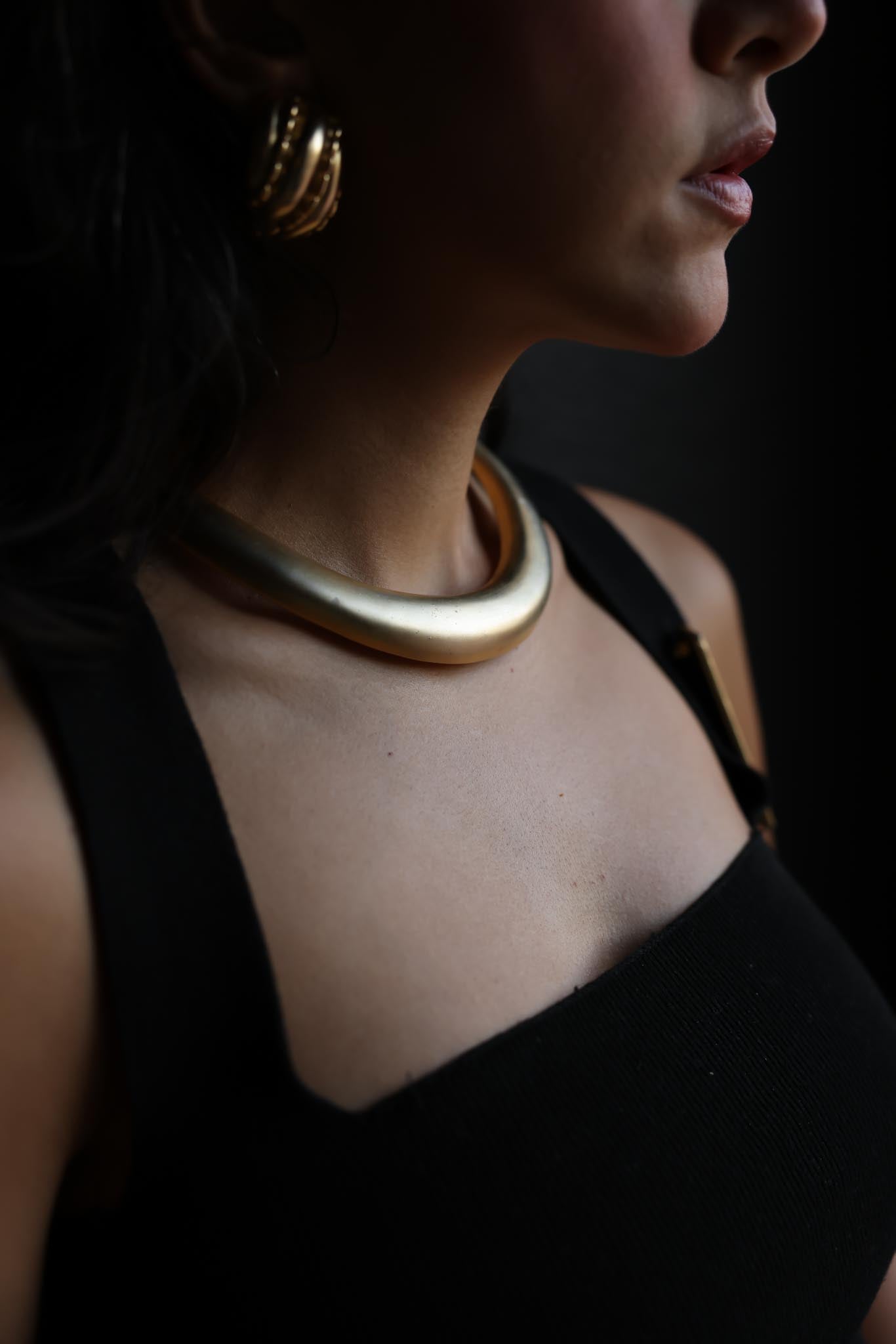 Matte Gold Hinged Collar Necklace