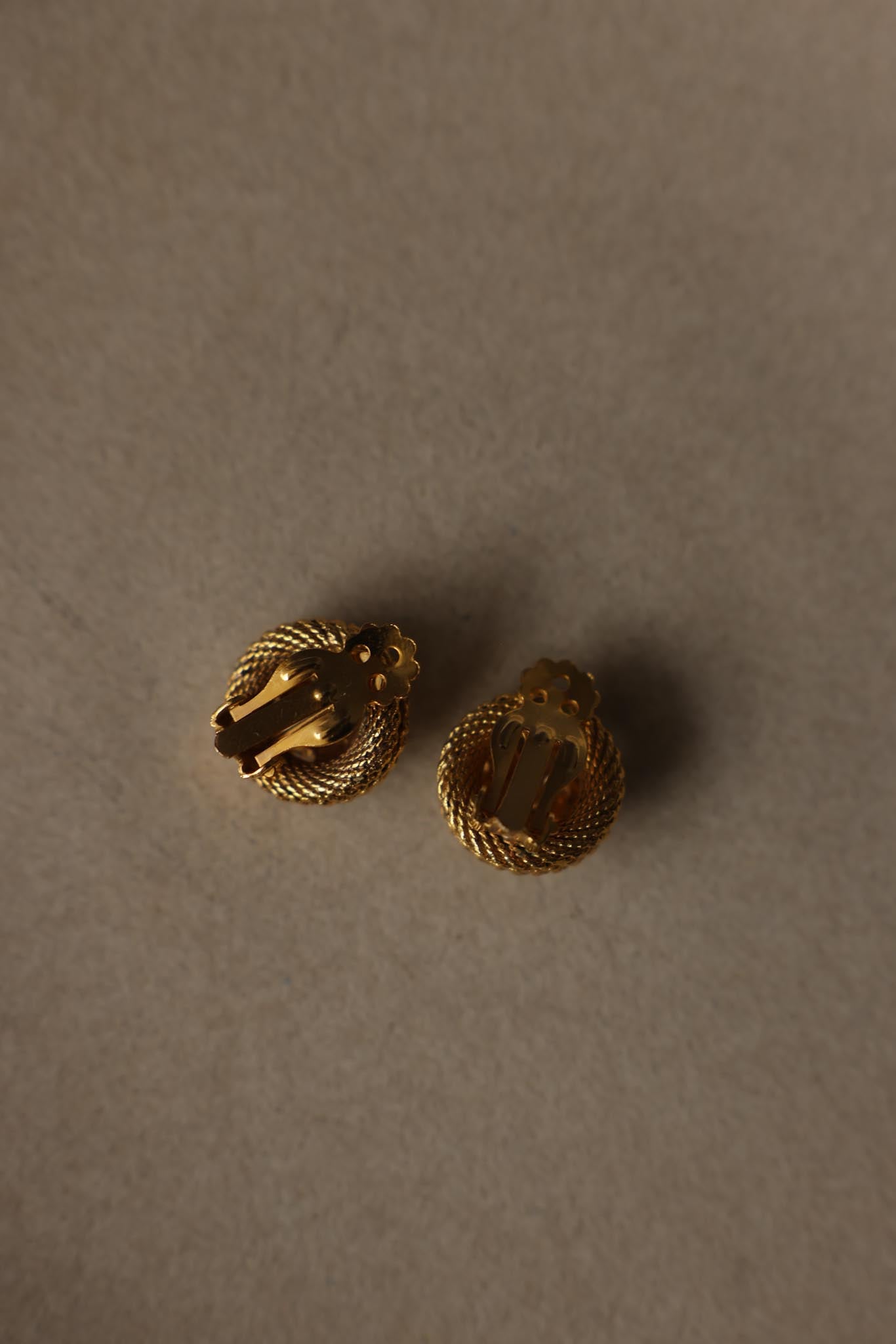Gold Tone Clear Rhinestone Round Clip-On Earrings