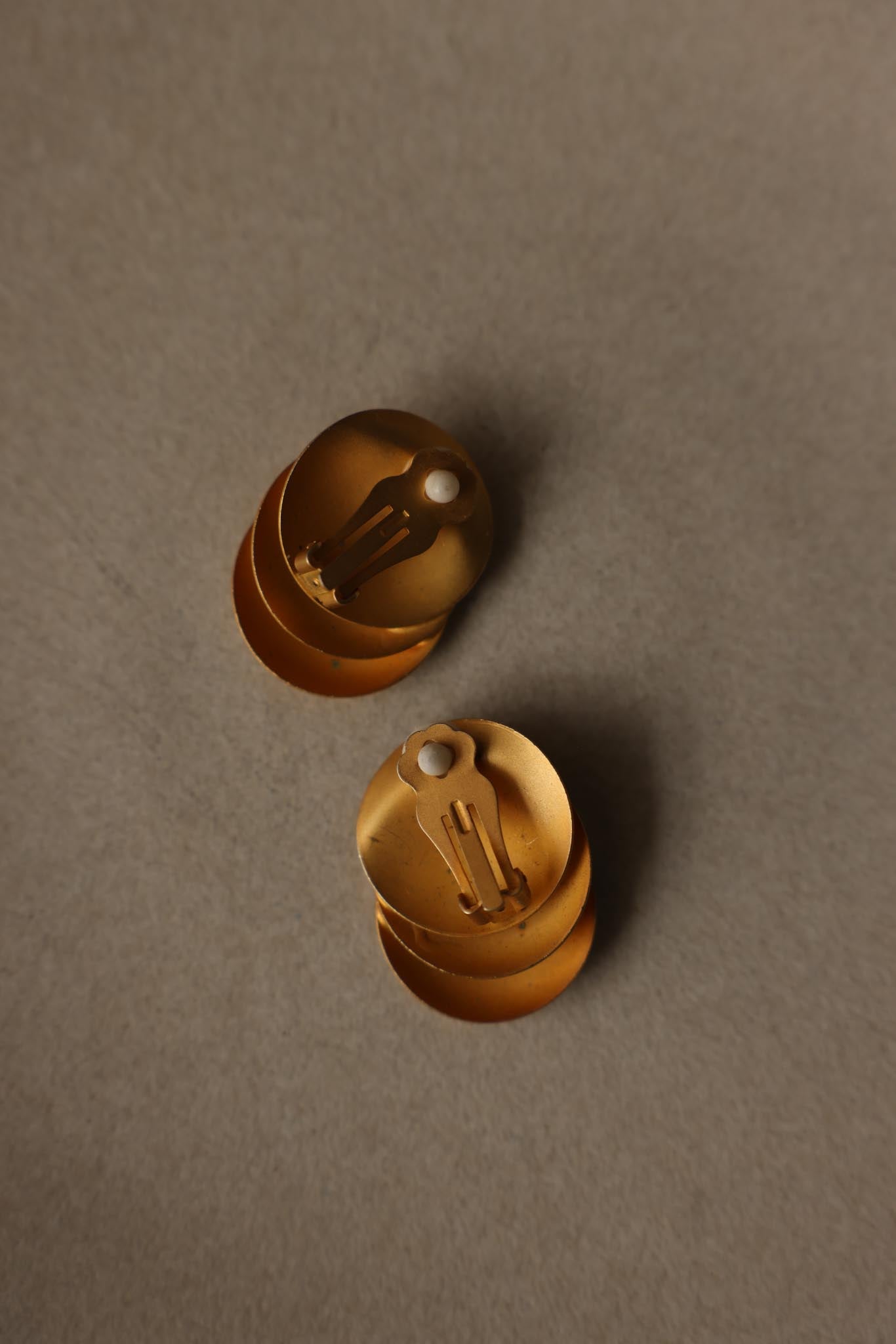 Matte Gold Layered Oval Clip-On Earrings
