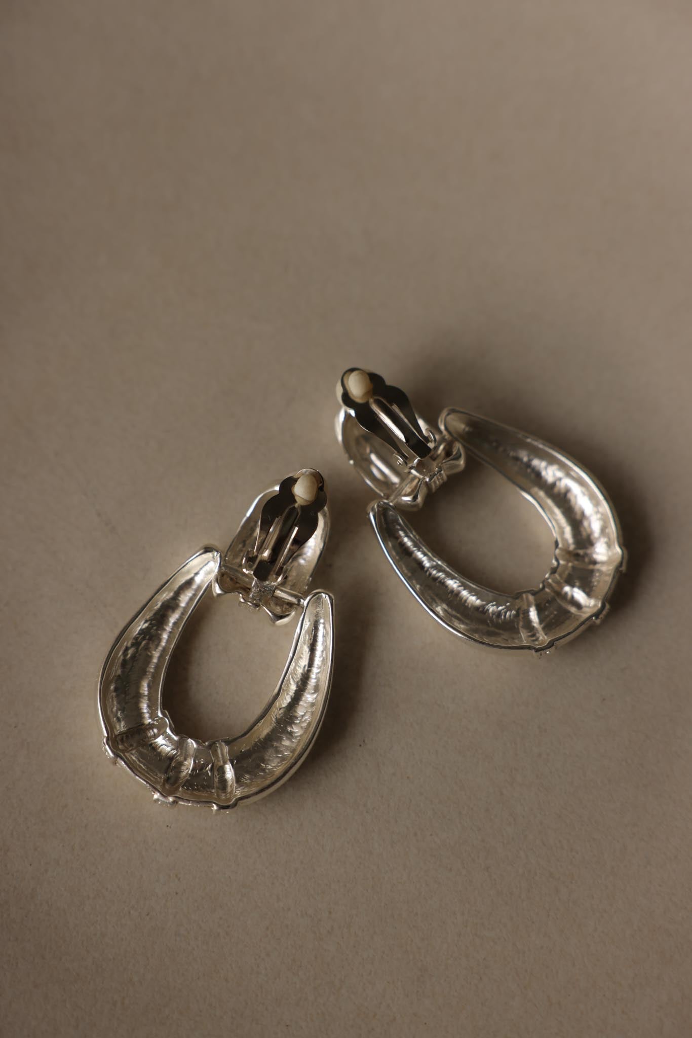Matte Silvertone Statement Clip-On Earrings|Vintage Baazaar