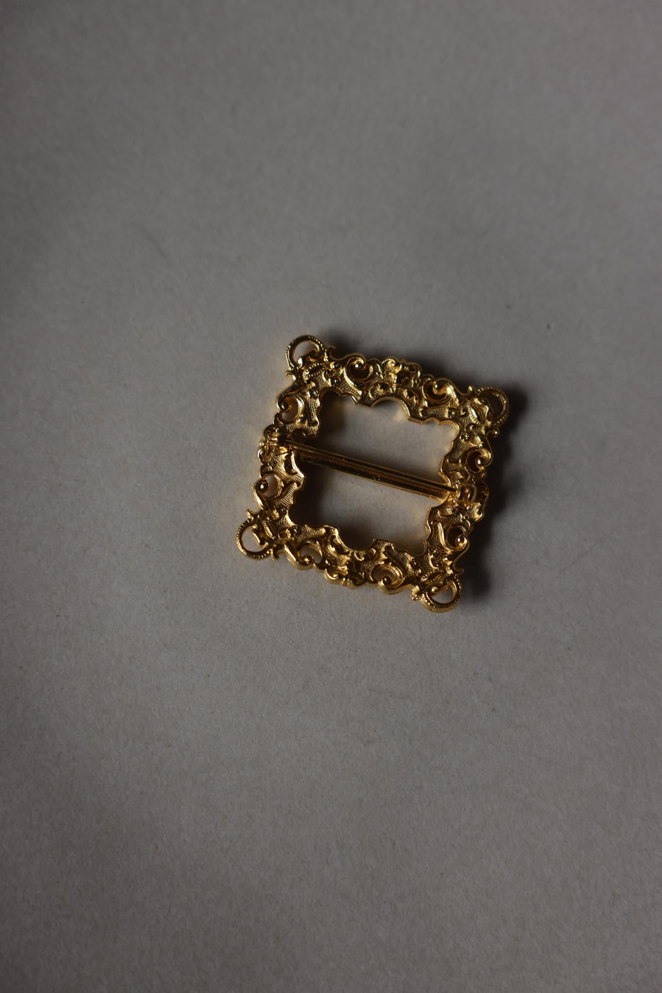 Baroque Frame Gold-Tone Brooch