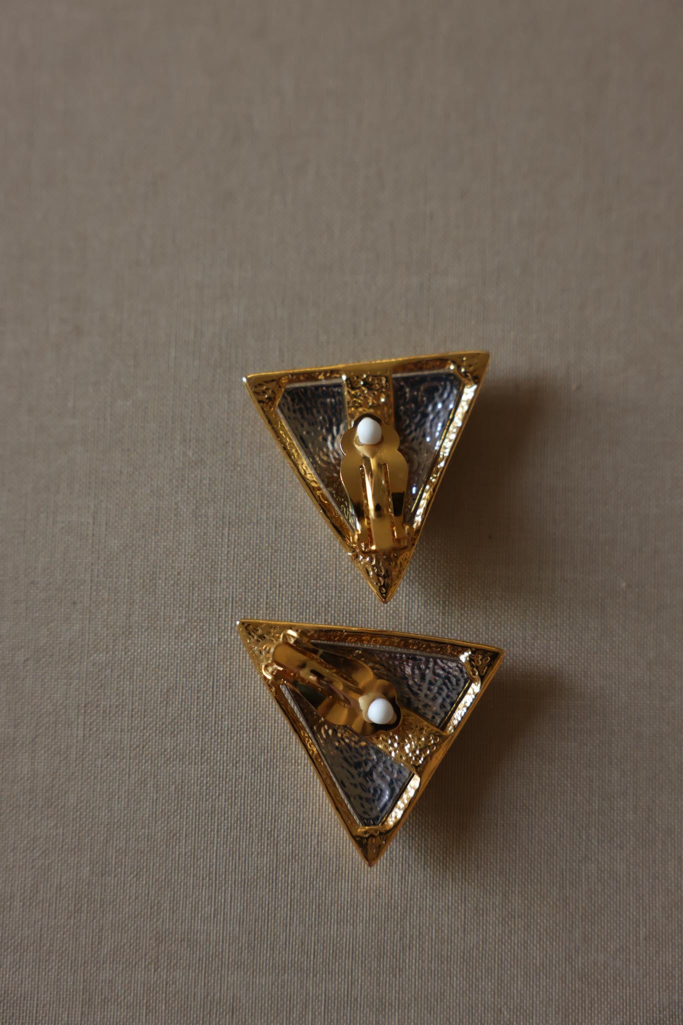 Two-Tone Triangle Clip-On Earrings