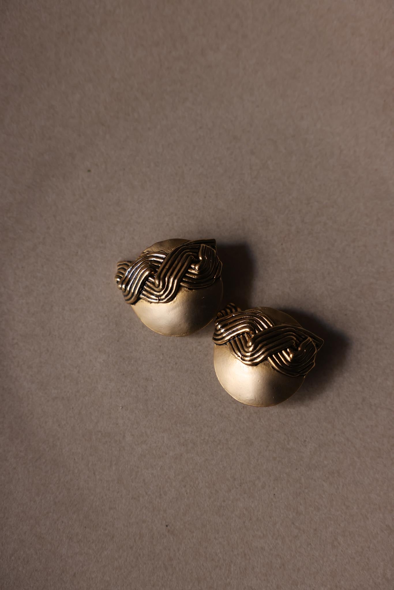 Matte Gold Wave Dome Clip-On Earrings