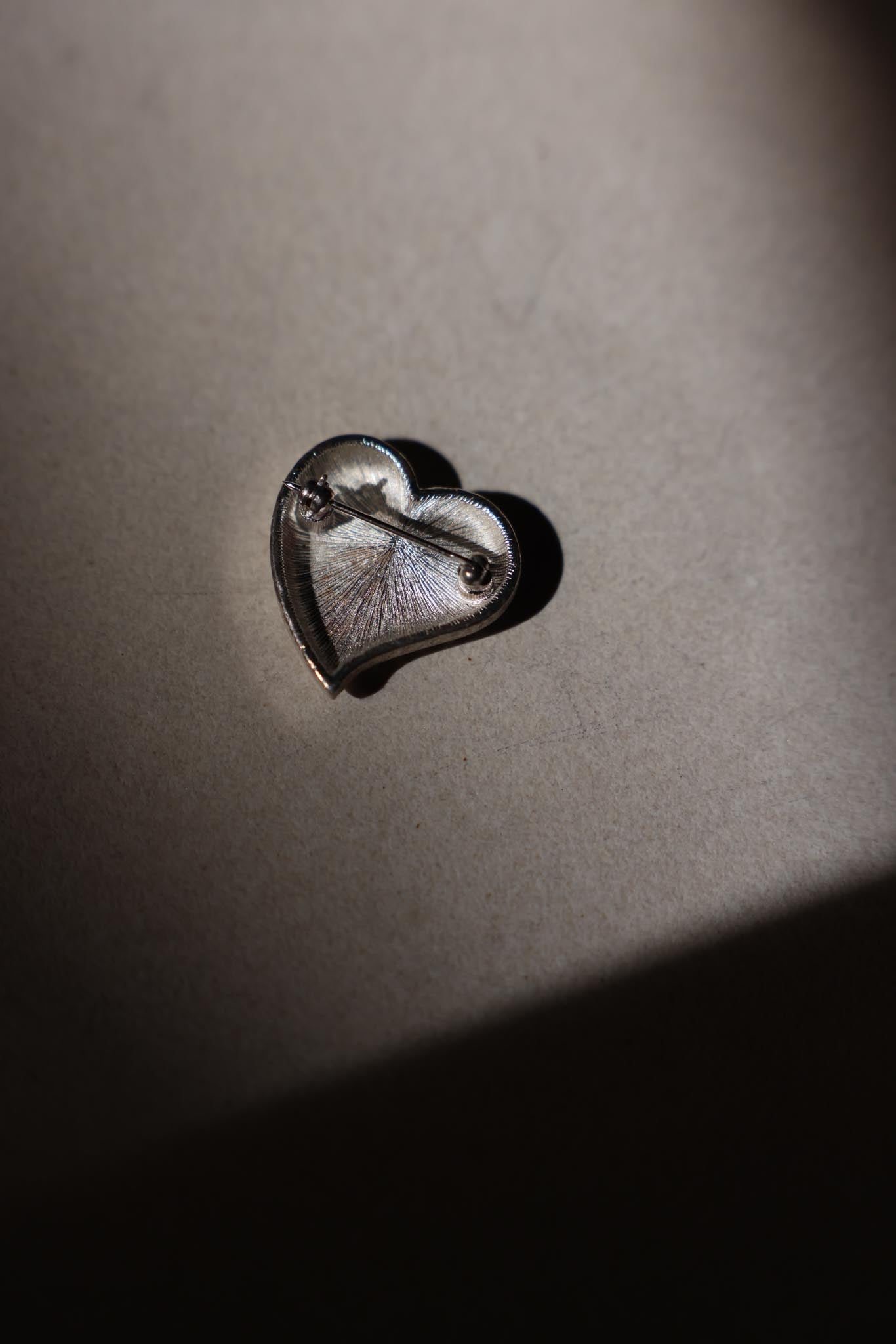 Silvertone Heart Brooch