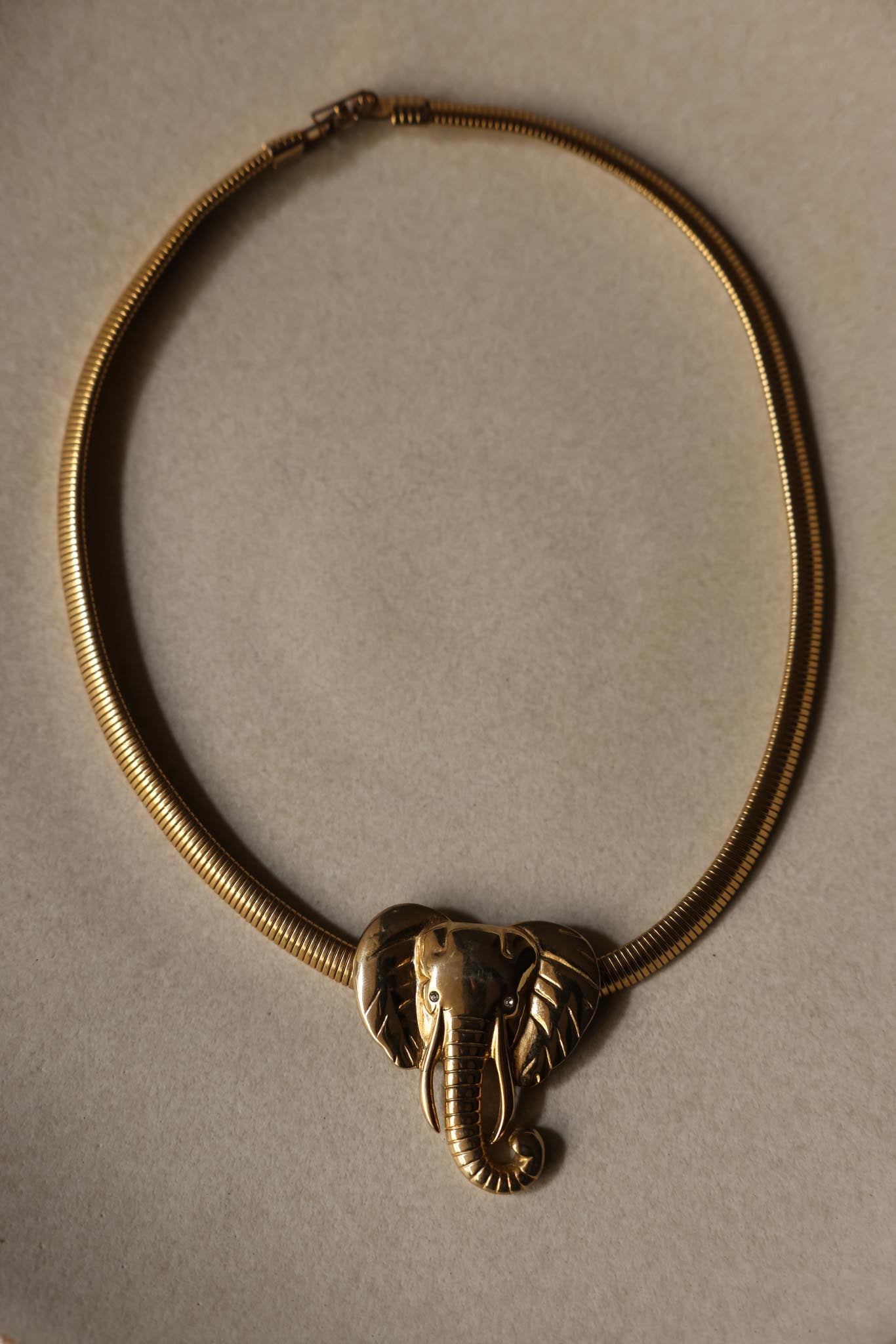 Omega Chain Necklace with Elephant Pendant|Vintage Baazaar
