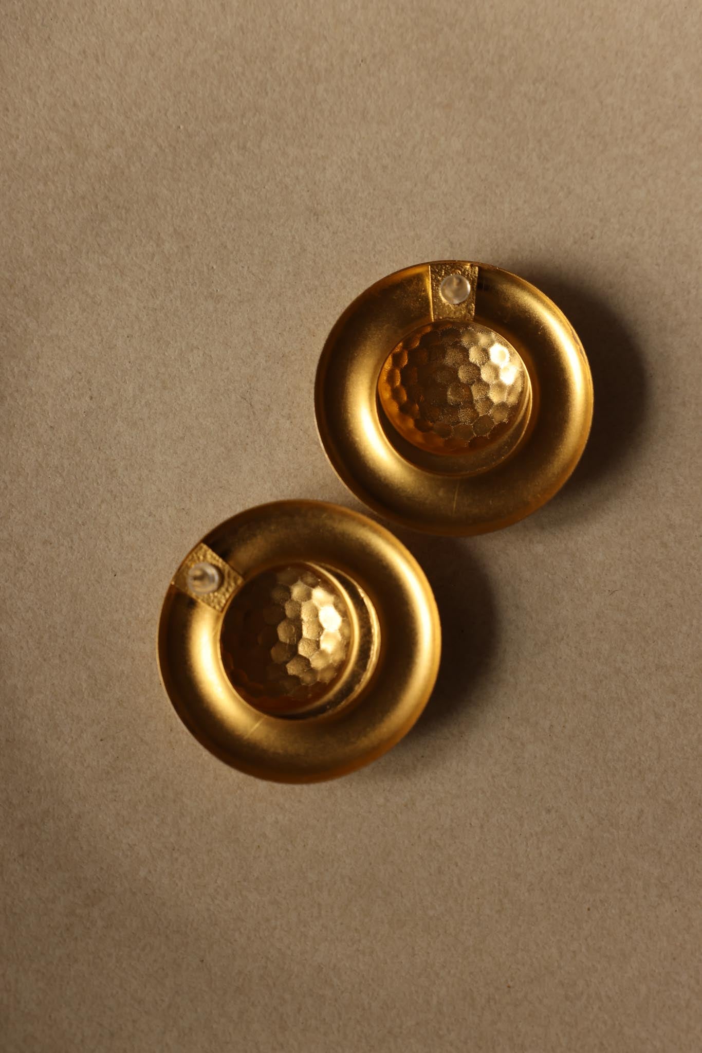 Hammered Brushed Gold Statement Earrings (1980s)|Vintage Baazaar