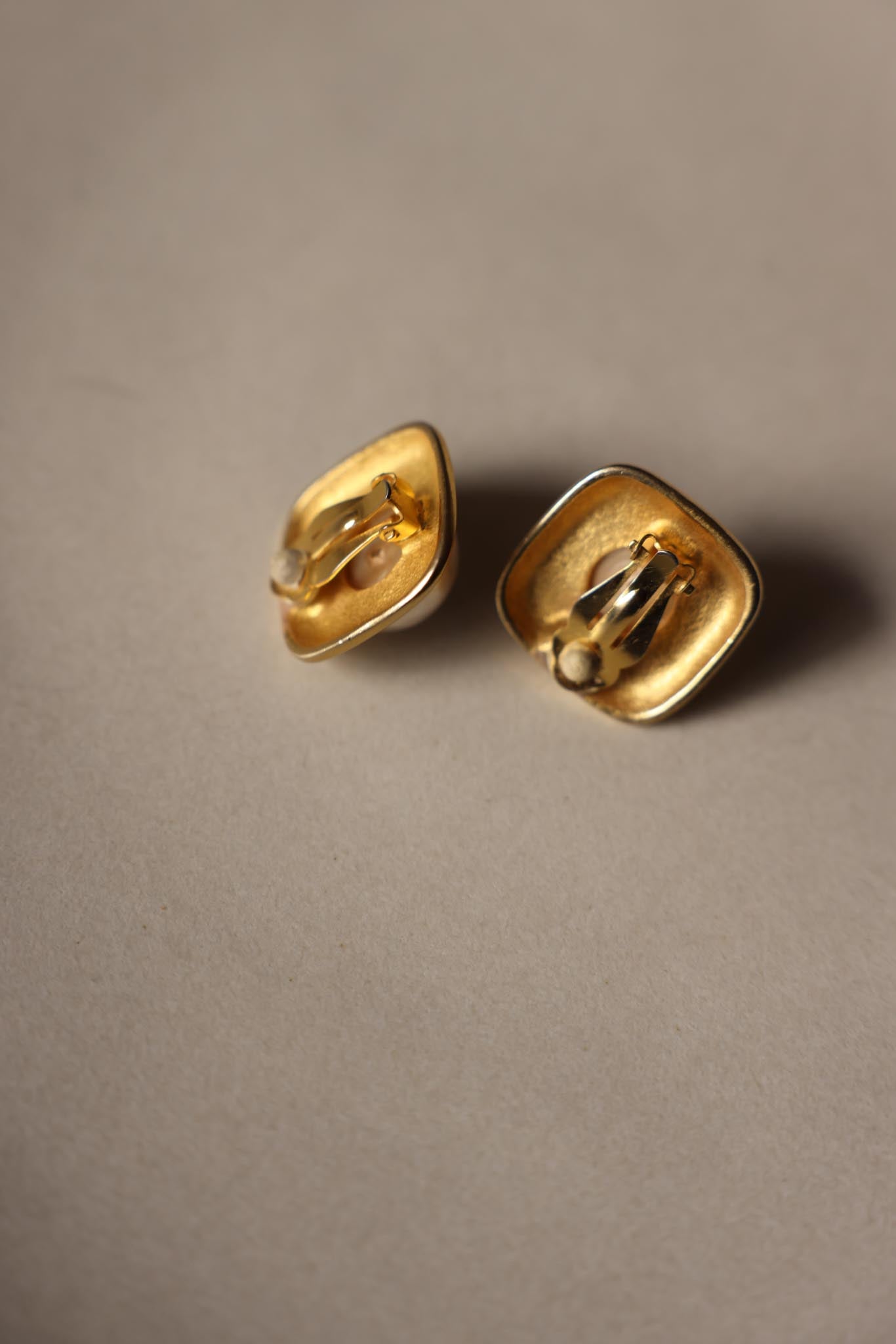 Matte Gold Faux Pearl Clip-On Earrings