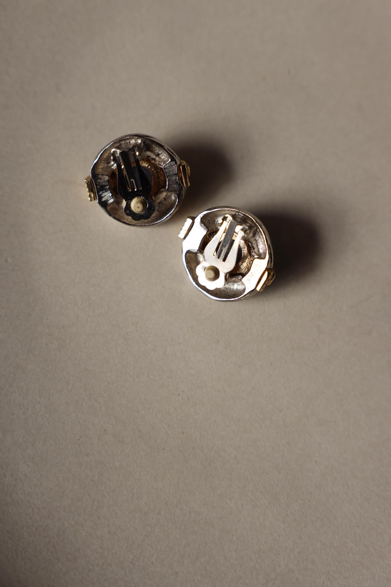 Two-Tone Cabochon Swirl Clip-On Earrings
