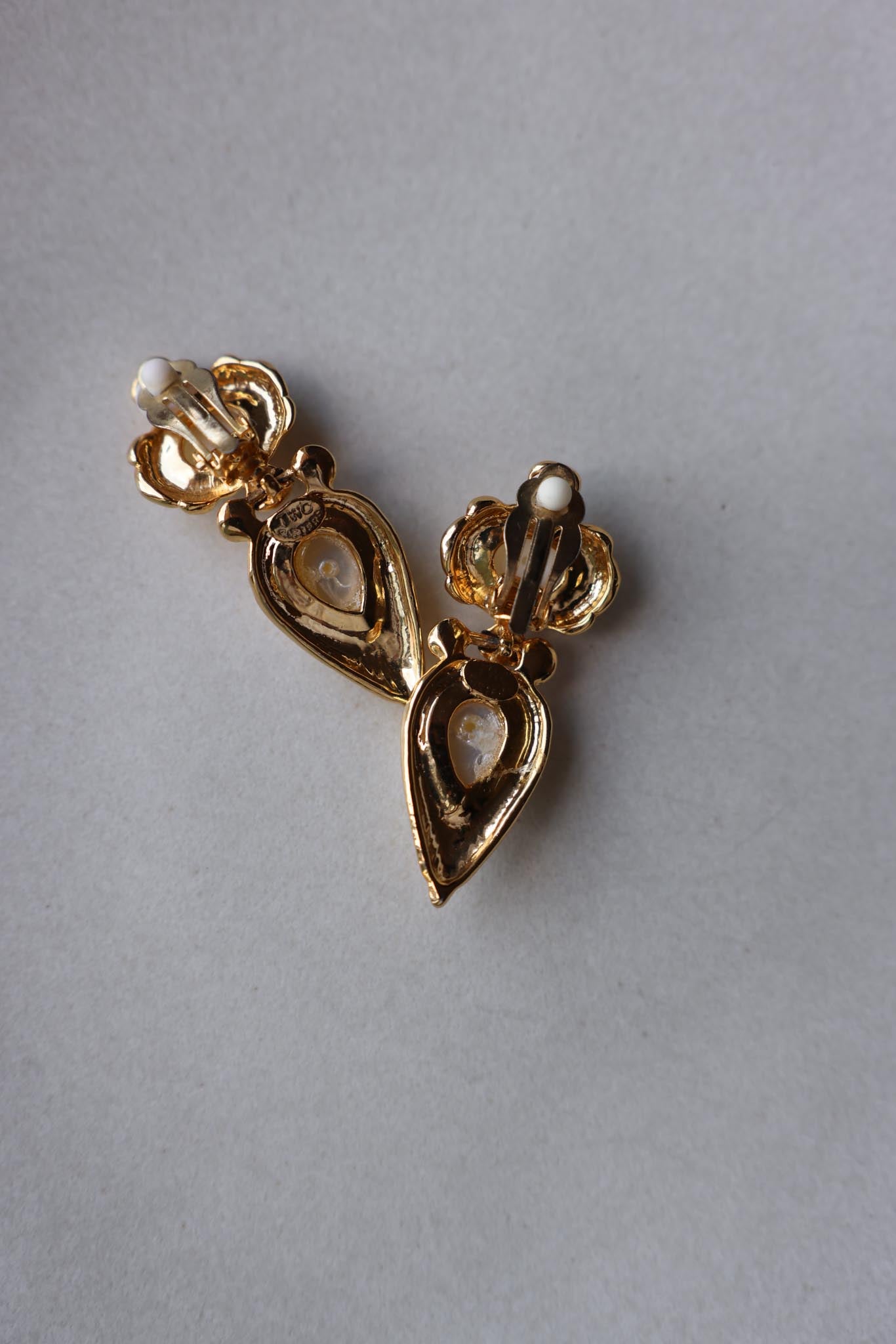 Gold Tone Faux Pearl Drop Clip-On Earrings
