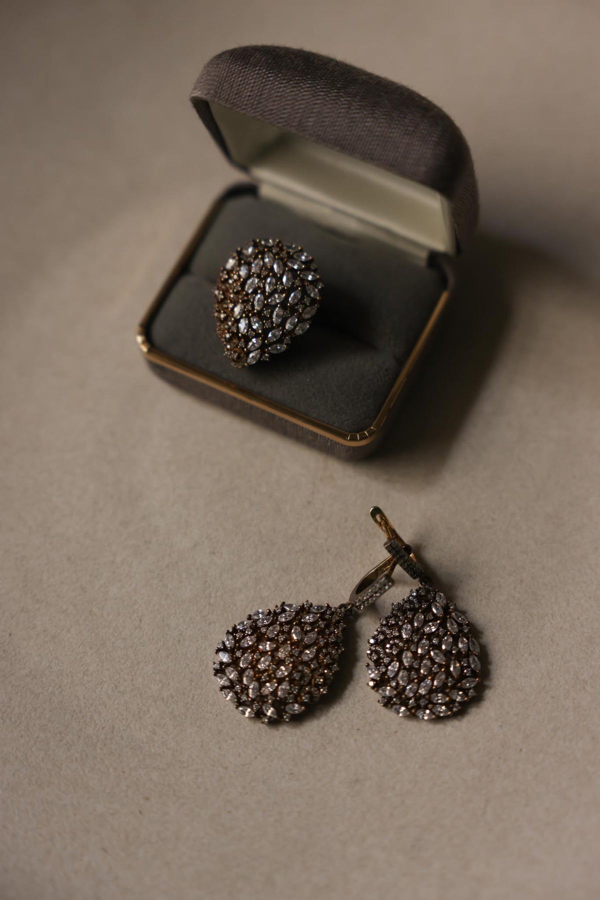 Sterling Silver Teardrop Ring & Earring Set