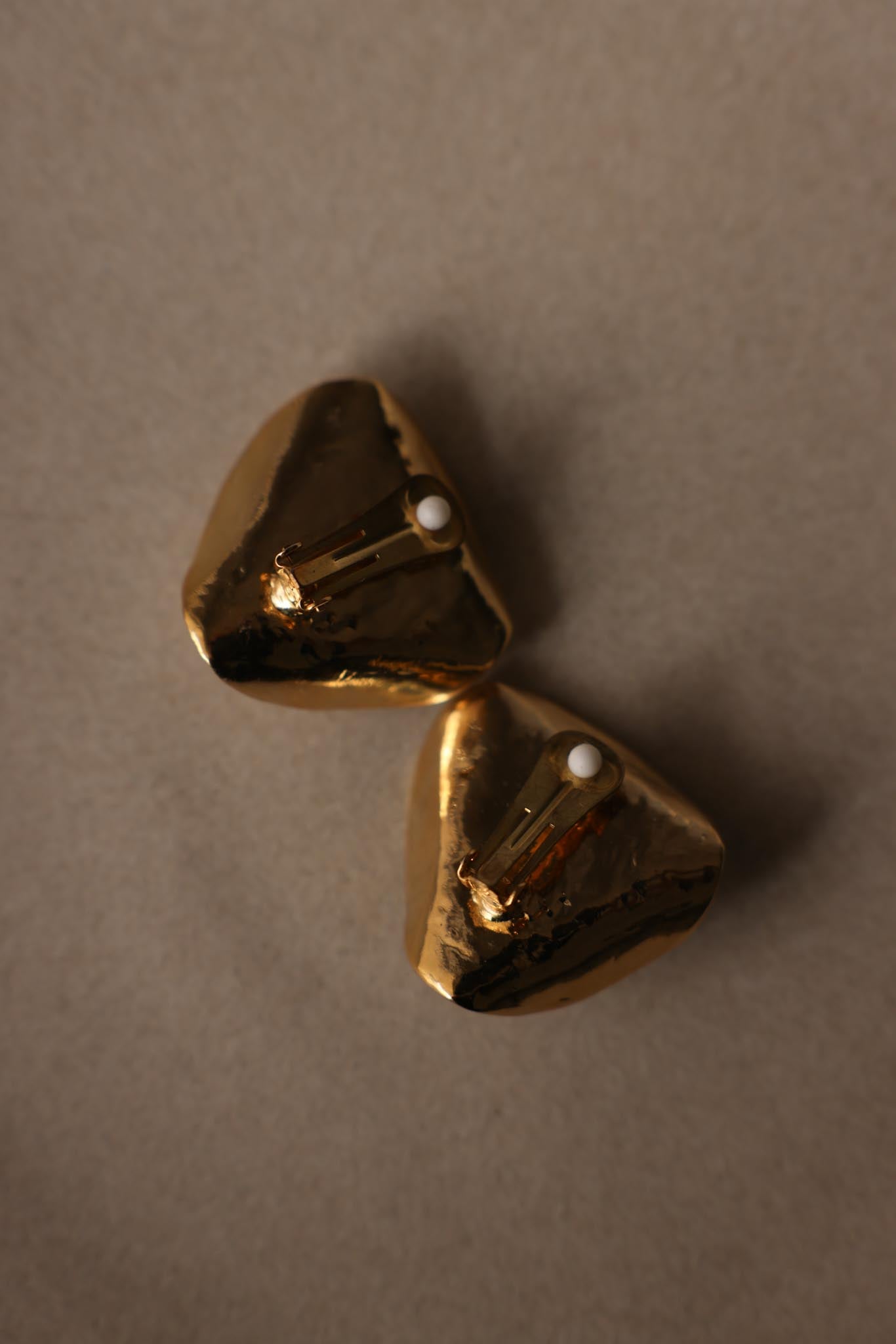 Pale Yellow & Gold Triangle Clip-On Earrings