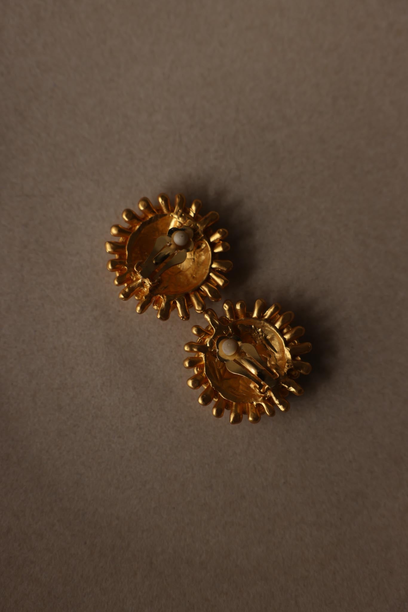 Gold Flower Clip-On Earrings