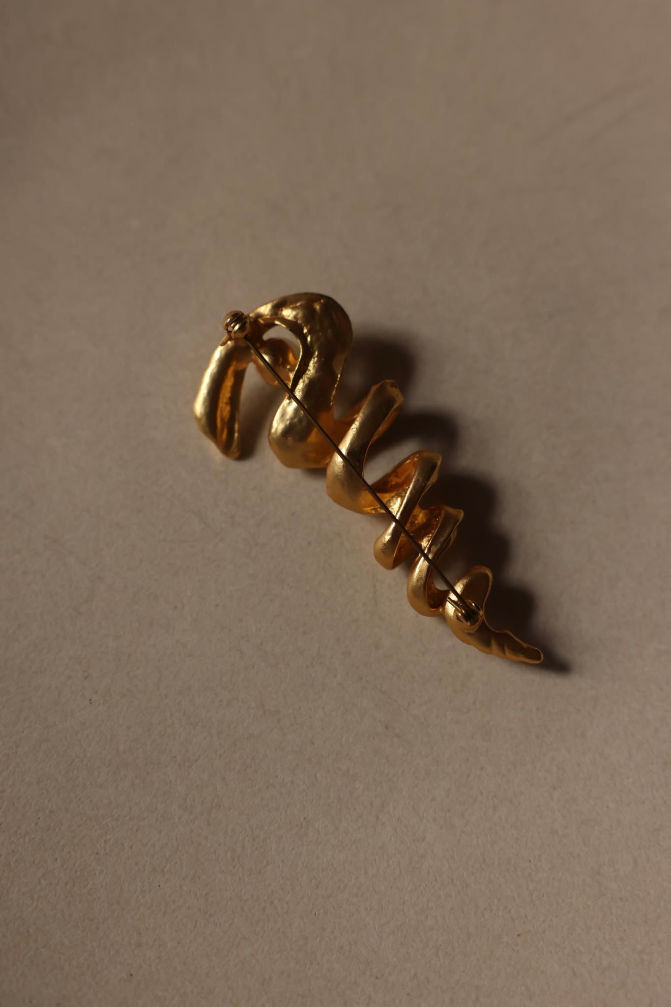 Matte Gold Spiral Brooch with Faux Pearl