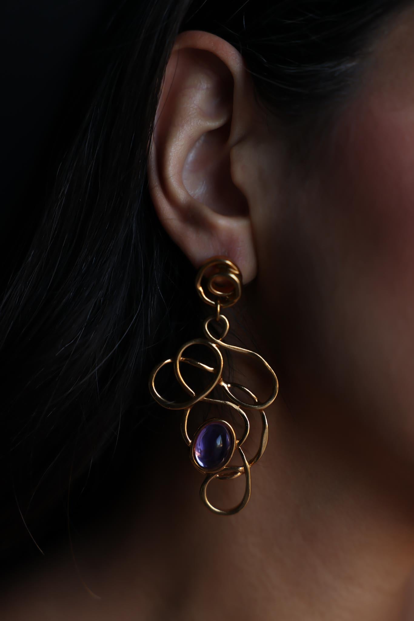 Gold-Tone Abstract Set with Purple Cabochons Avon|Vintage Baazaar