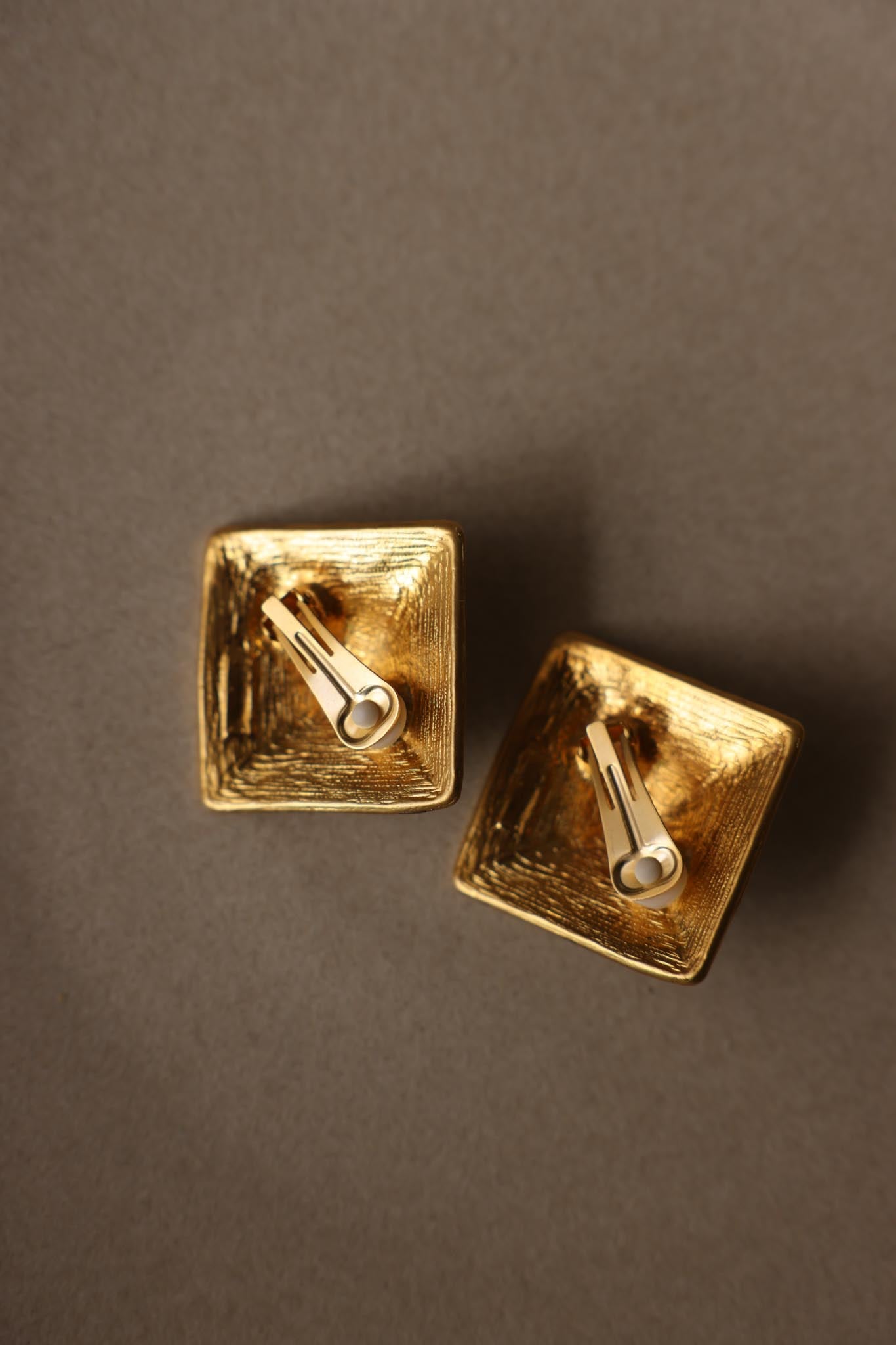Gold-Plated Pyramid Clip-On Earrings