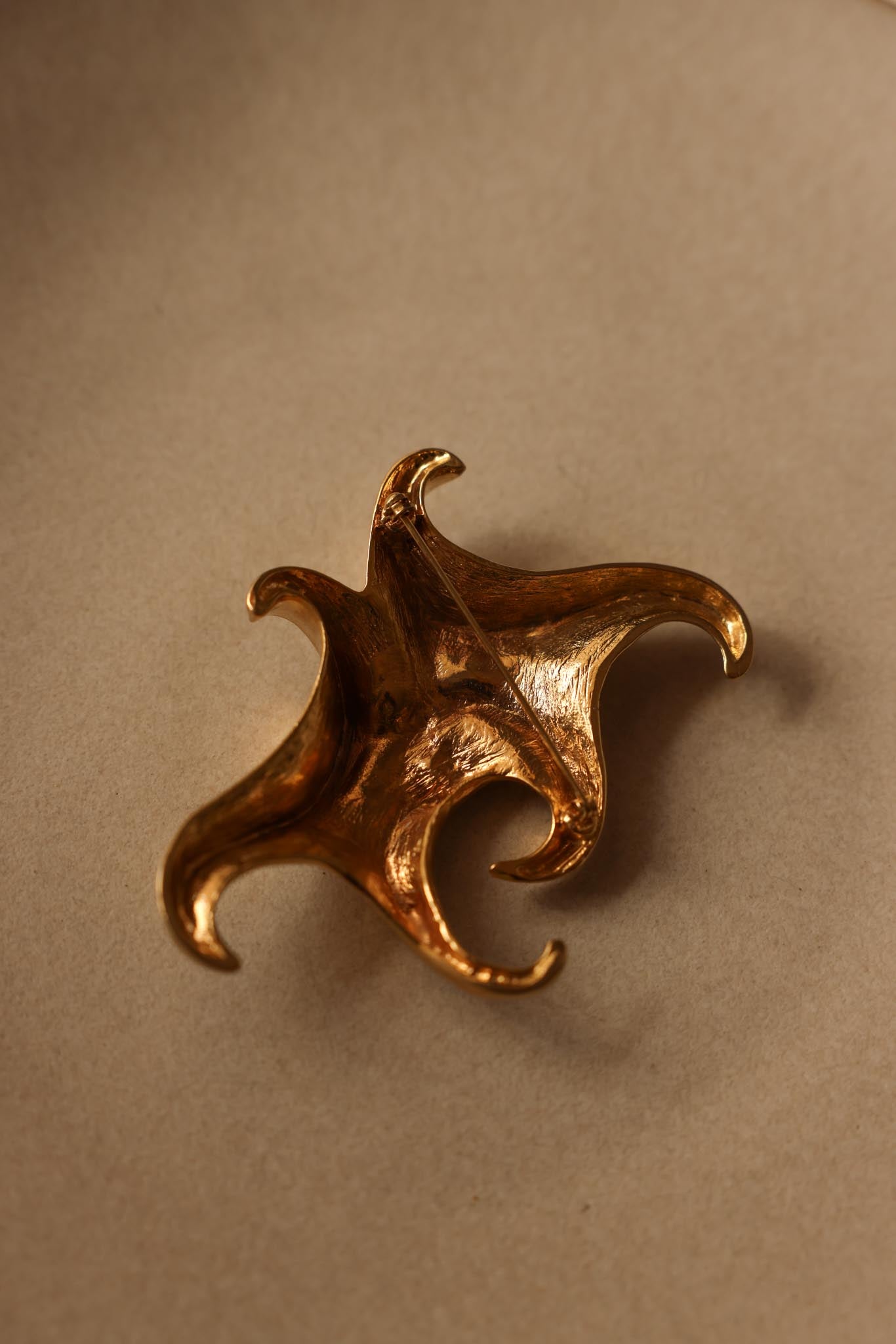 Chunky Abstract Matte Gold Brooch|Vintage Baazaar
