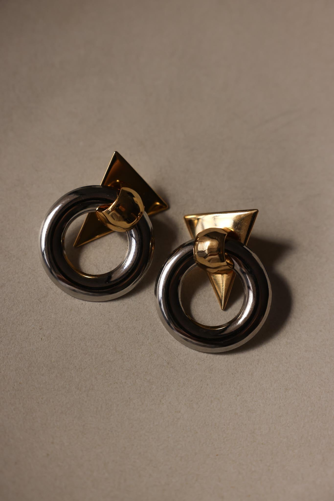 Two-Tone Geometric Hoop Earrings