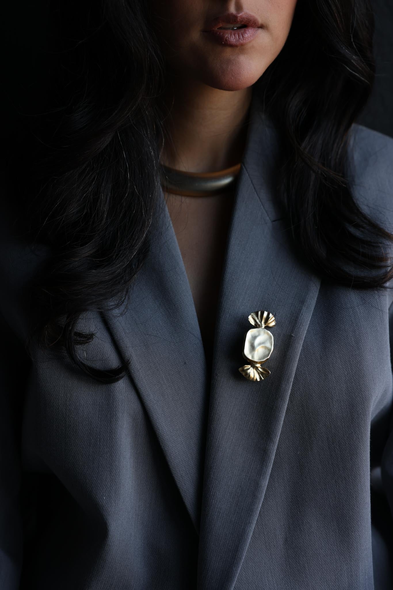 Matte Gold Candy Wrapper Brooch