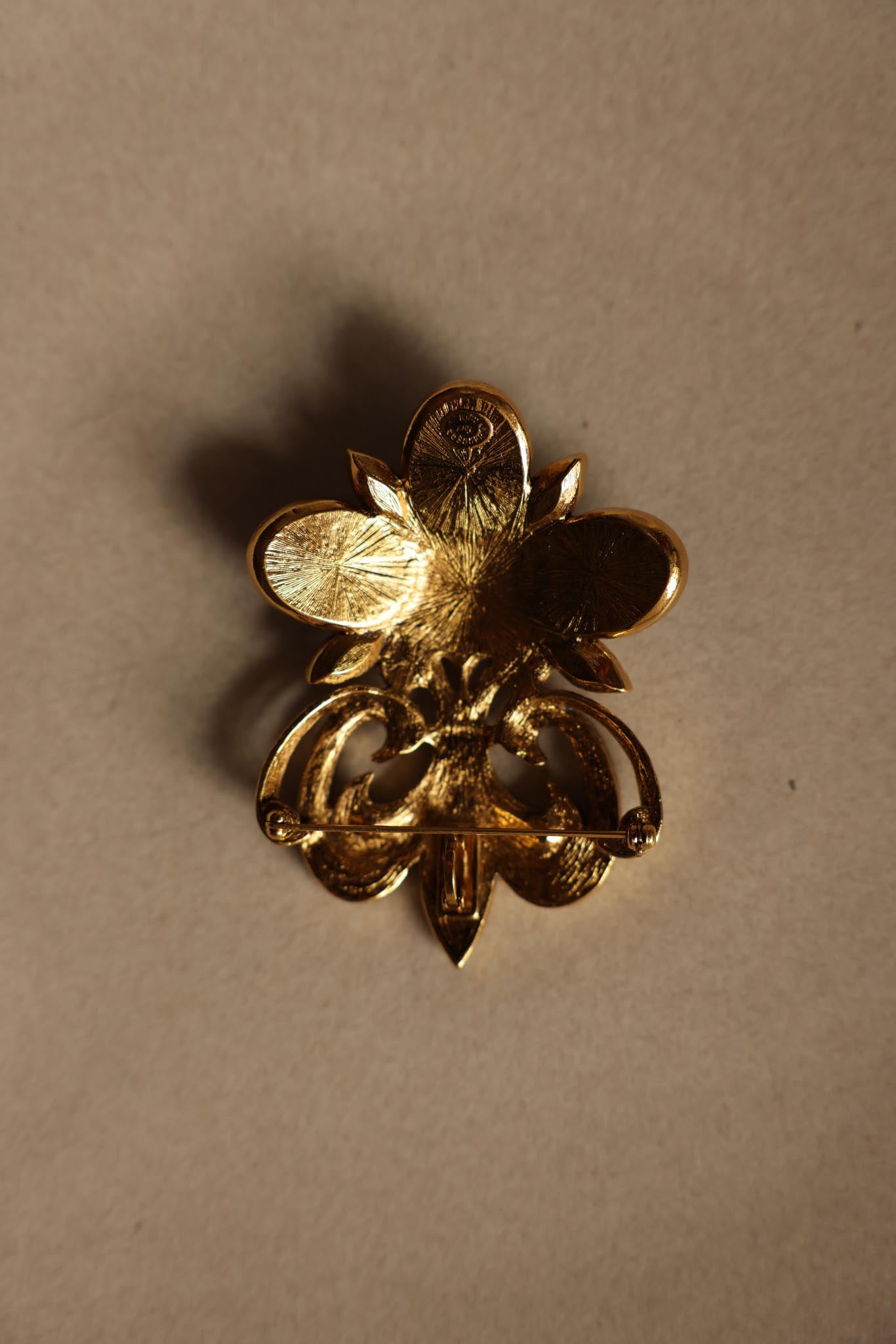 Barrera for Avon Earrings and Brooch Set – Gold Tone with Navy Blue Accents