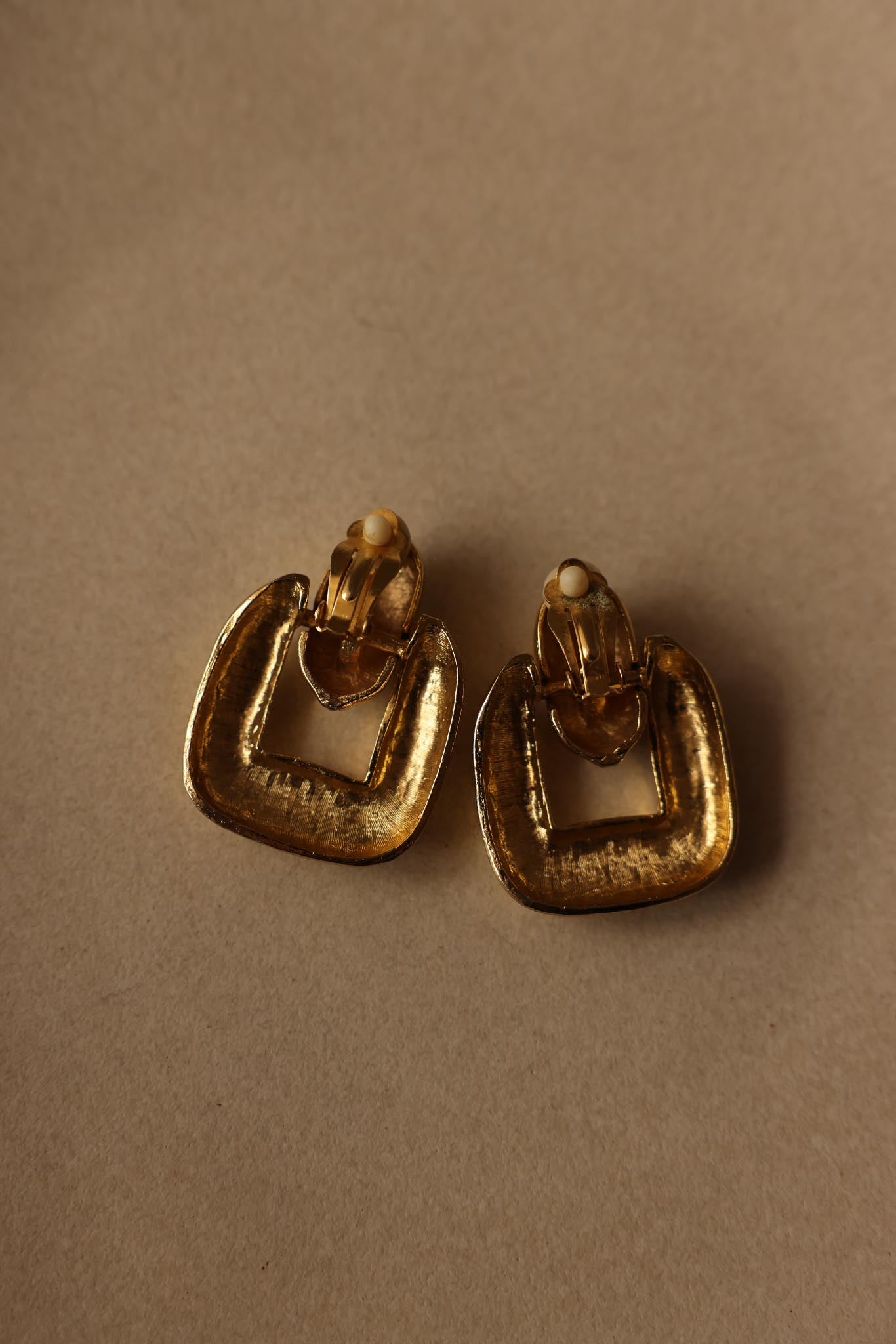 Gold-Tone Clip-On Earrings with Clear Rhinestones