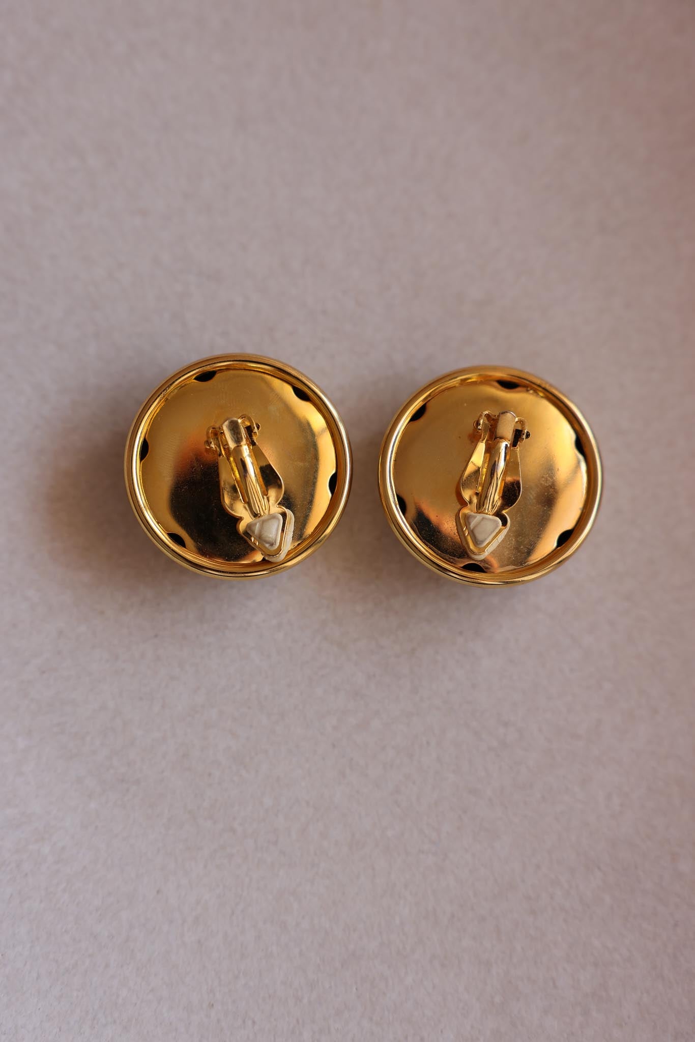 Burgundy Cabochon Gold-Tone Clip-On Earrings