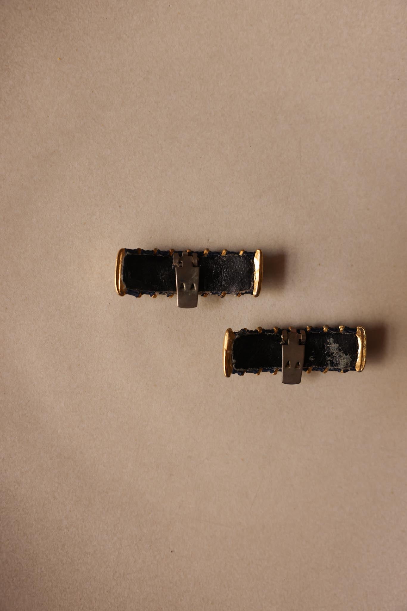Navy and Gold-Tone Shoe Clips