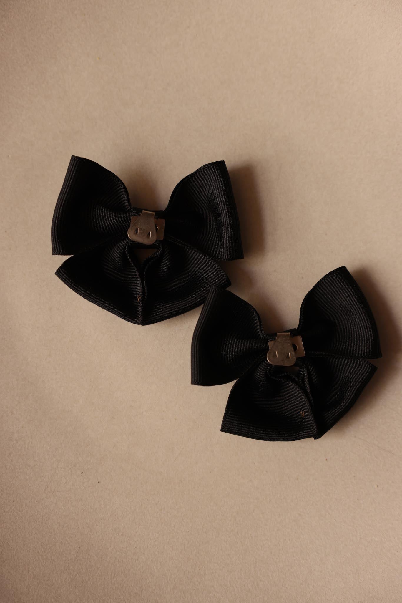 Black Grosgrain Bow Shoe Clips