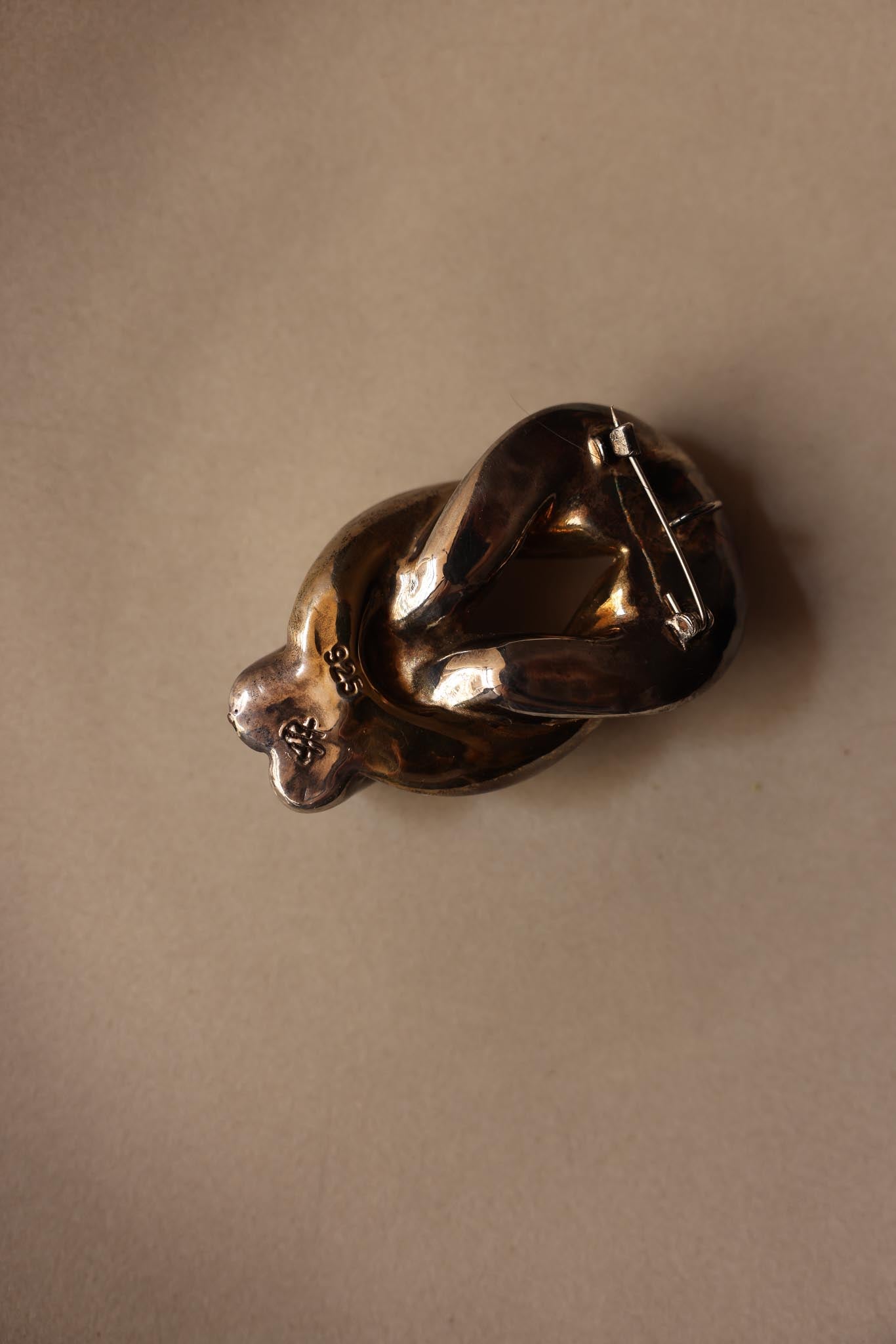 Silver and Gold Knot Brooch-Pendant, 925|Vintage Baazaar