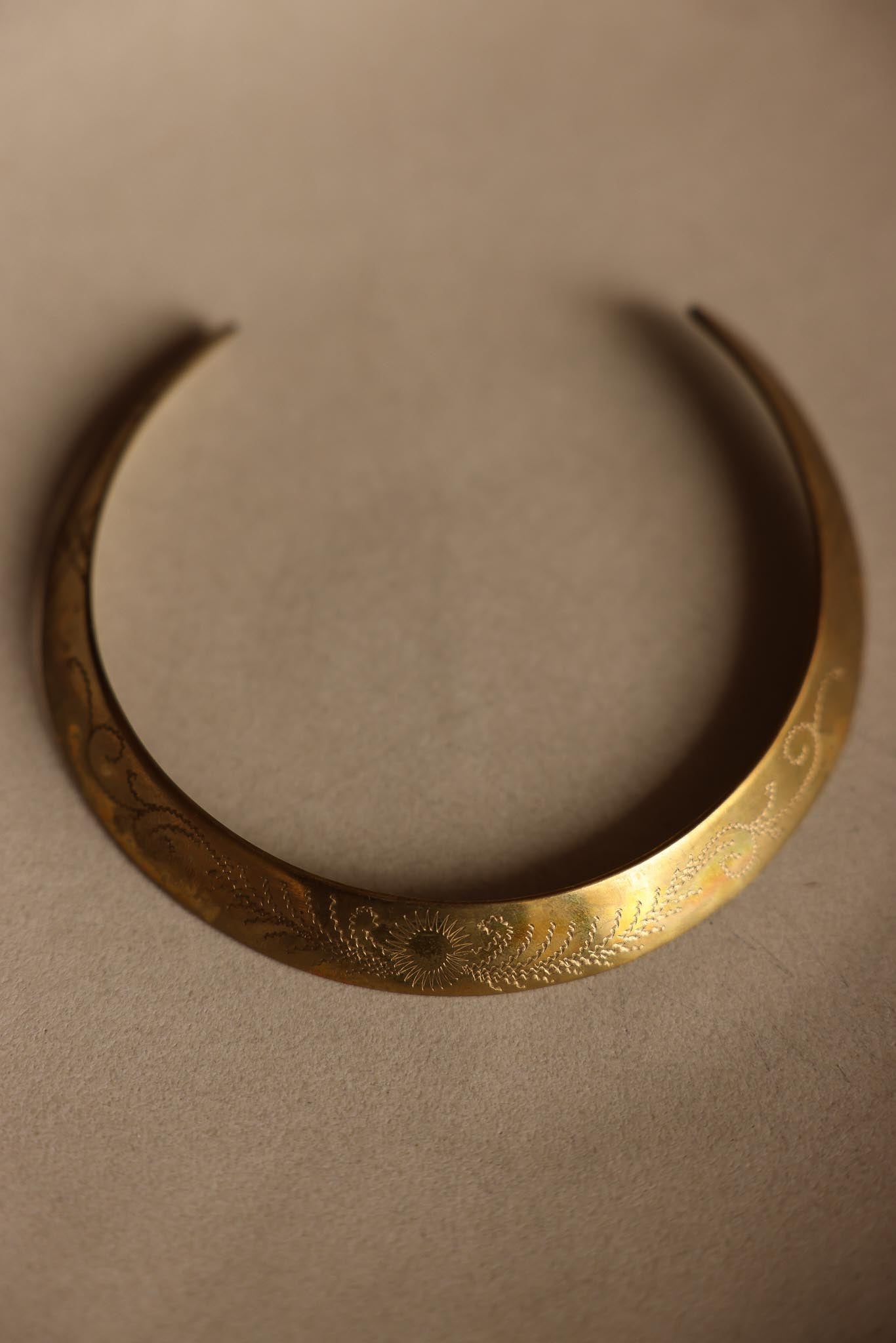 Etched Brass Collar Necklace|Vintage Baazaar