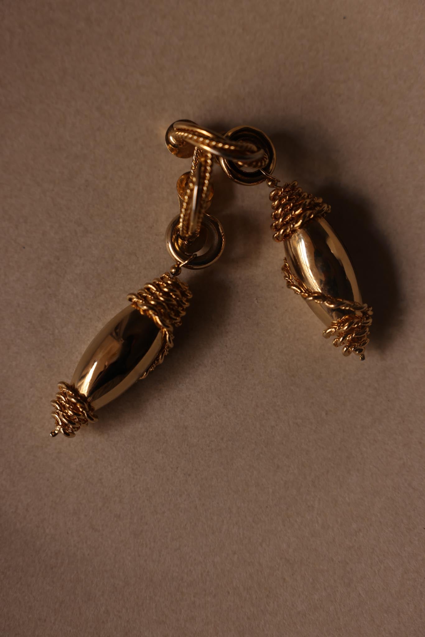 Gold-Tone Rope Link Drop Clip-On Earrings