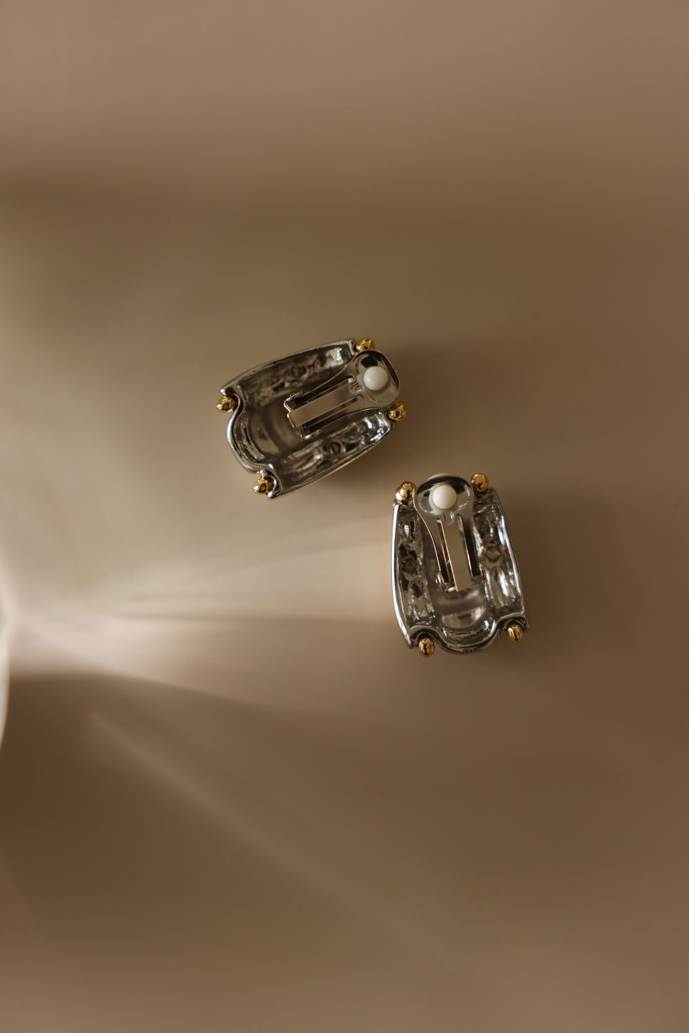 Two-Tone Ribbed Clip-On Earrings