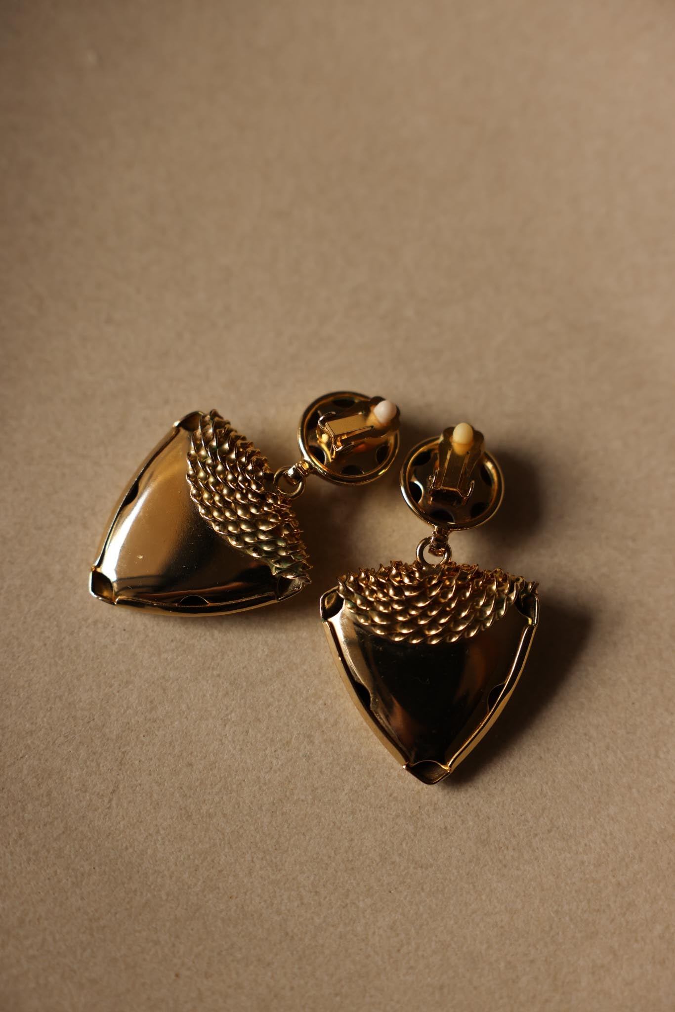 Golden Shield Earrings|Vintage Baazaar