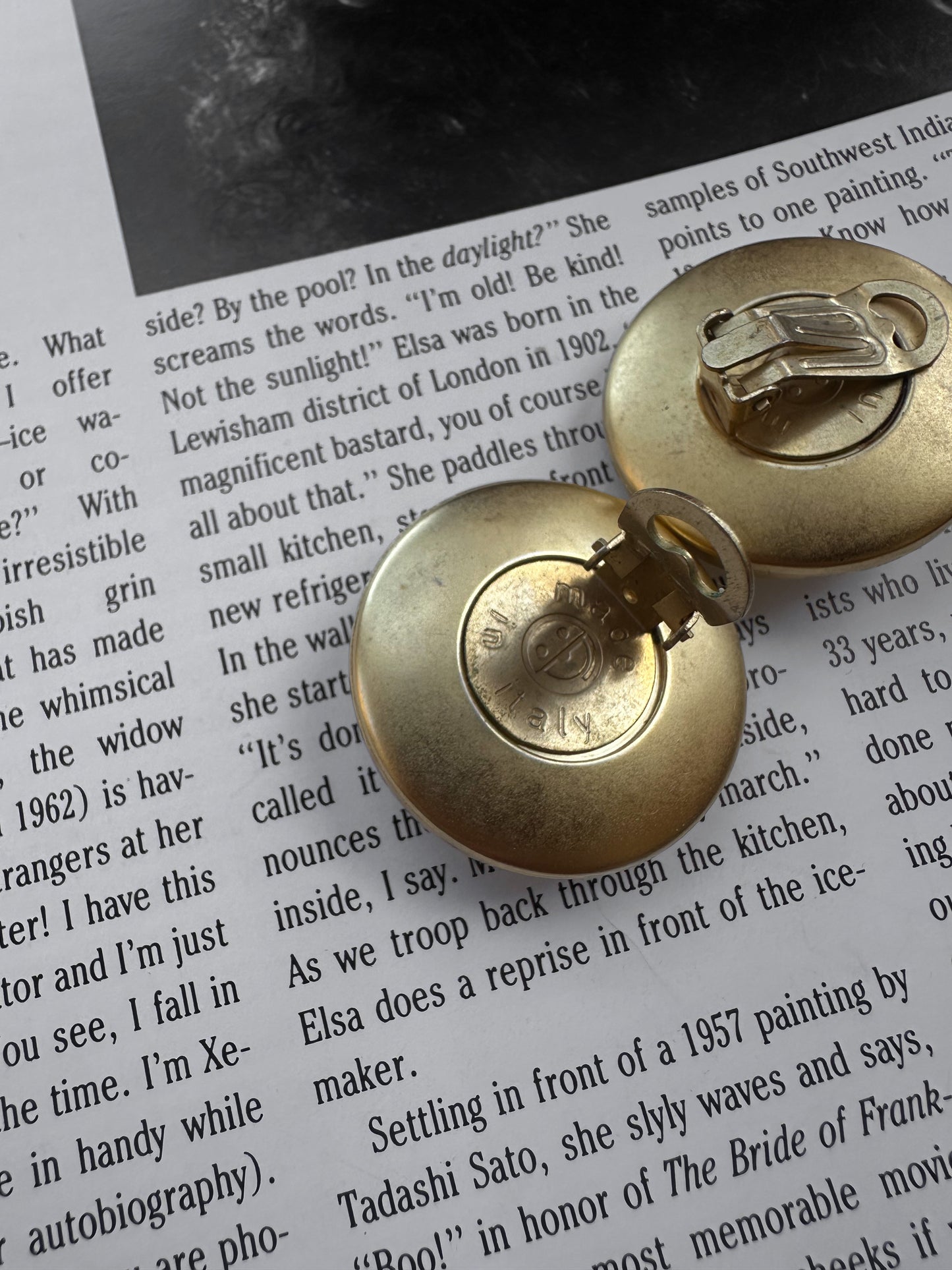 Golden Ivory Medallion Earrings|Vintage Baazaar