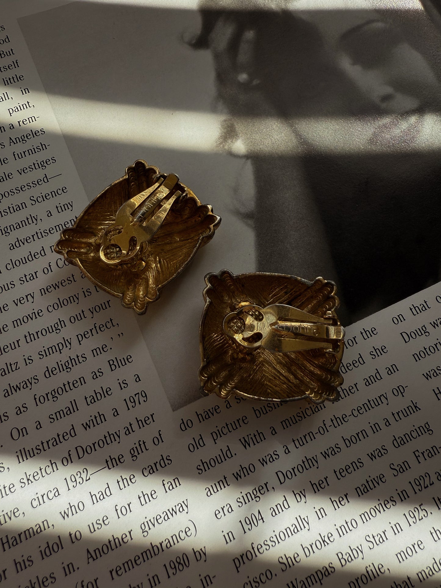 St. John Gold & Black Cross Earrings|Vintage Baazaar