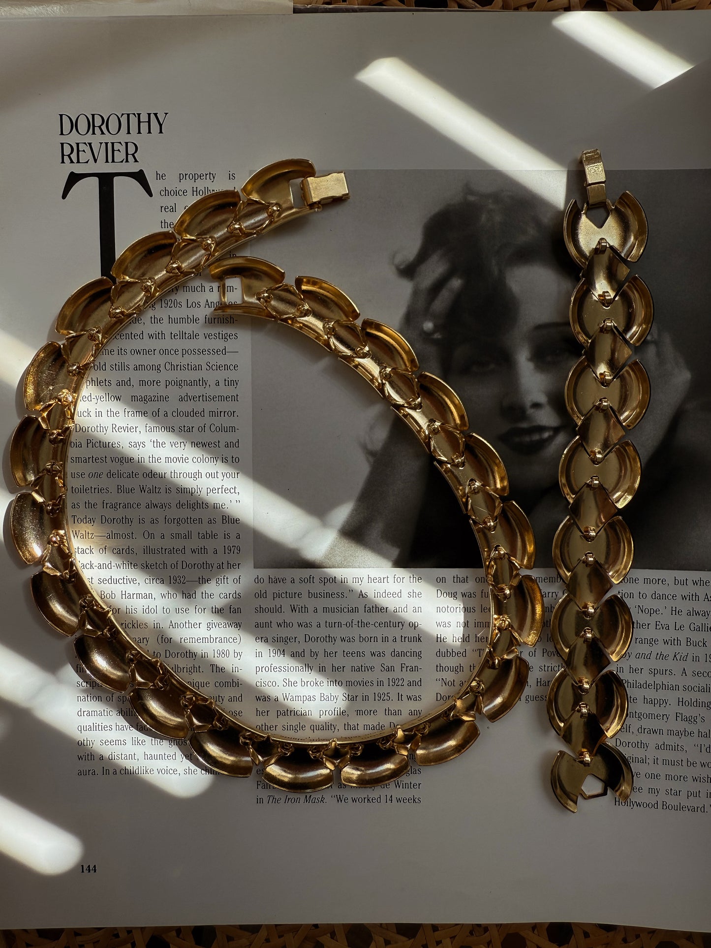 Gold Tone Segmented Snake set Necklace & Bracelet|Vintage Baazaar