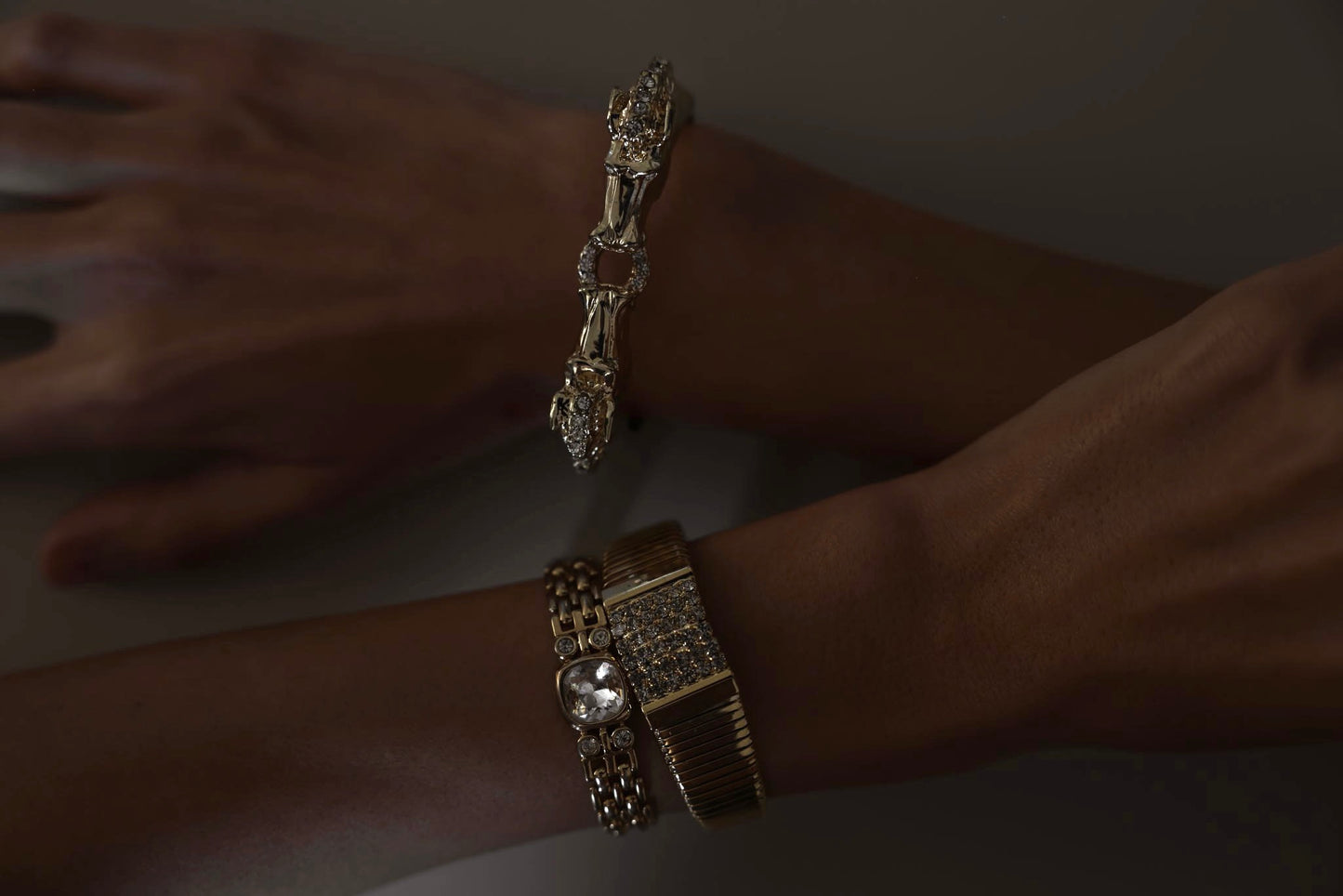 Regal Panther Gold-Tone Magnetic Cuff Bracelet|Vintage Baazaar