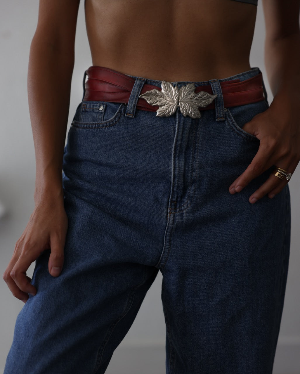 Crimson Maple Vintage Belt|Vintage Baazaar 