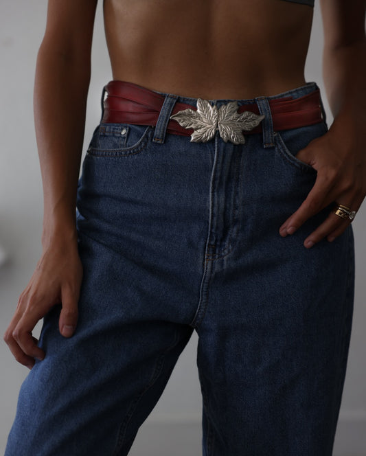 Crimson Maple Vintage Belt|Vintage Baazaar 
