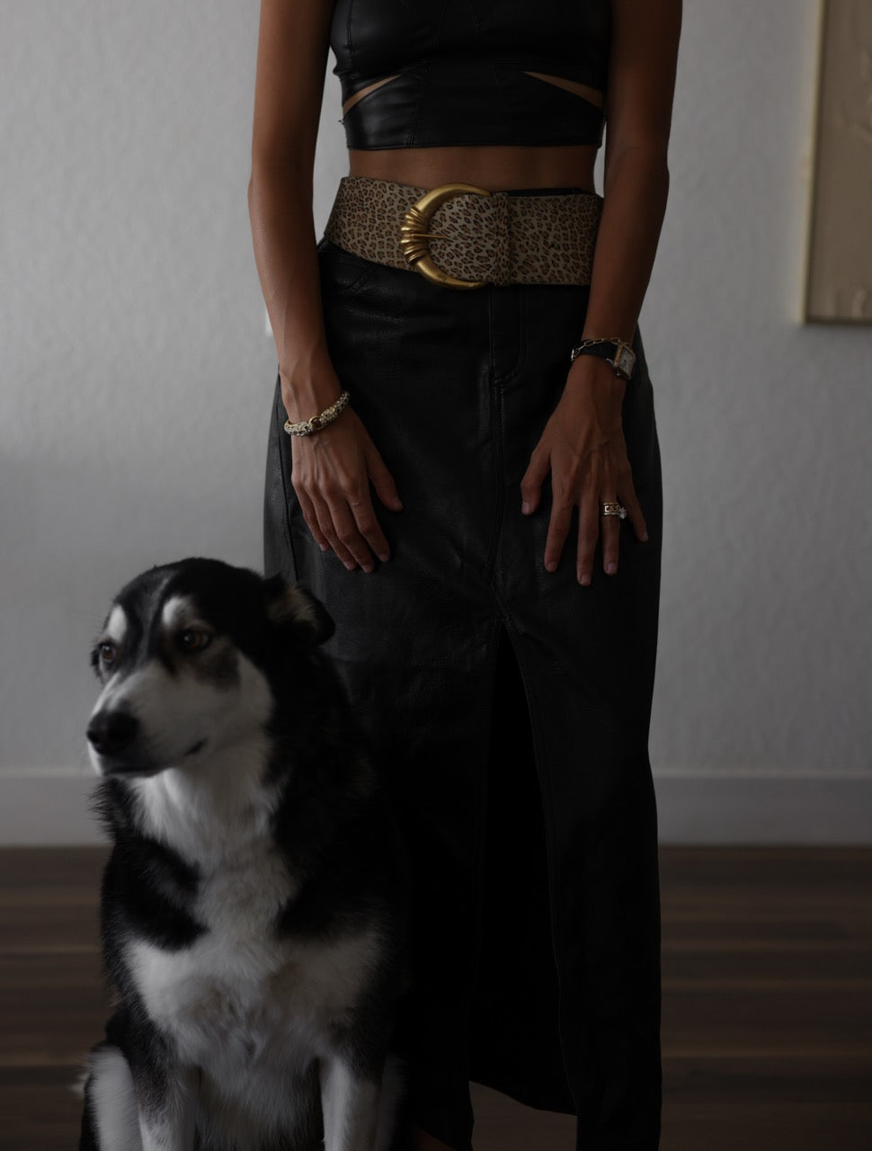 Leopard Gold Statement Belt|Vintage Baazaar 