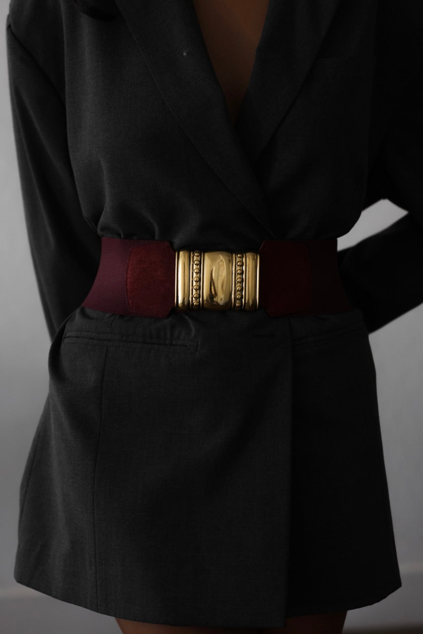 Burgundy & Gold Monarch Belt|Vintage Baazaar 