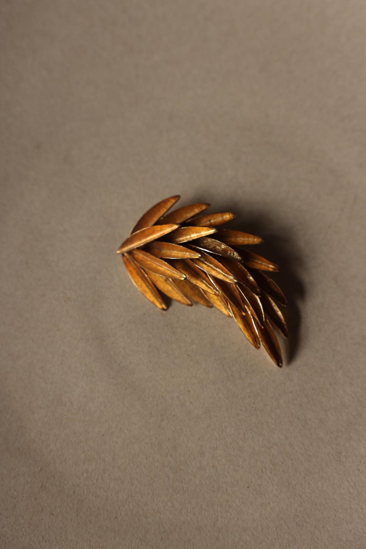 Brushed Gold Tone Leaf Spray Brooch