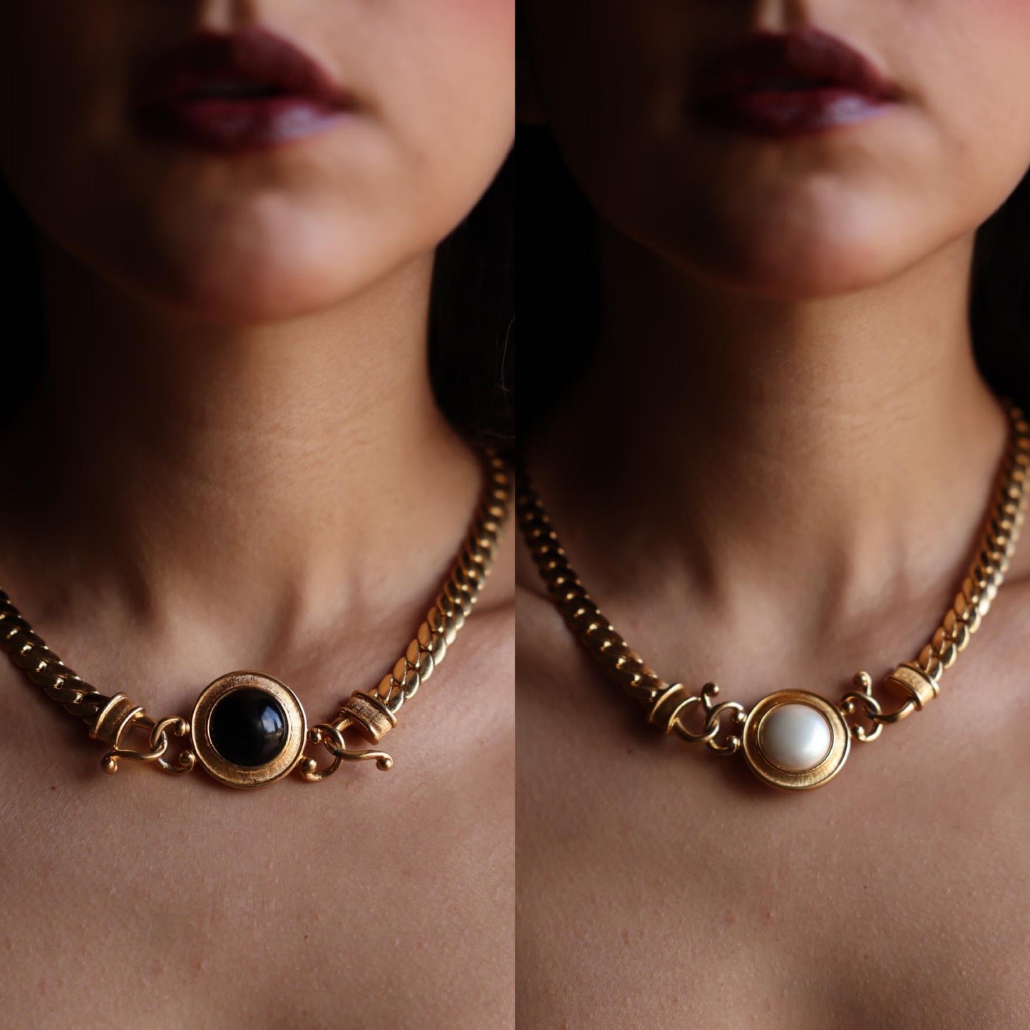 Convertible Black & Pearl Centerpiece Necklace|Vintage Baazaar 