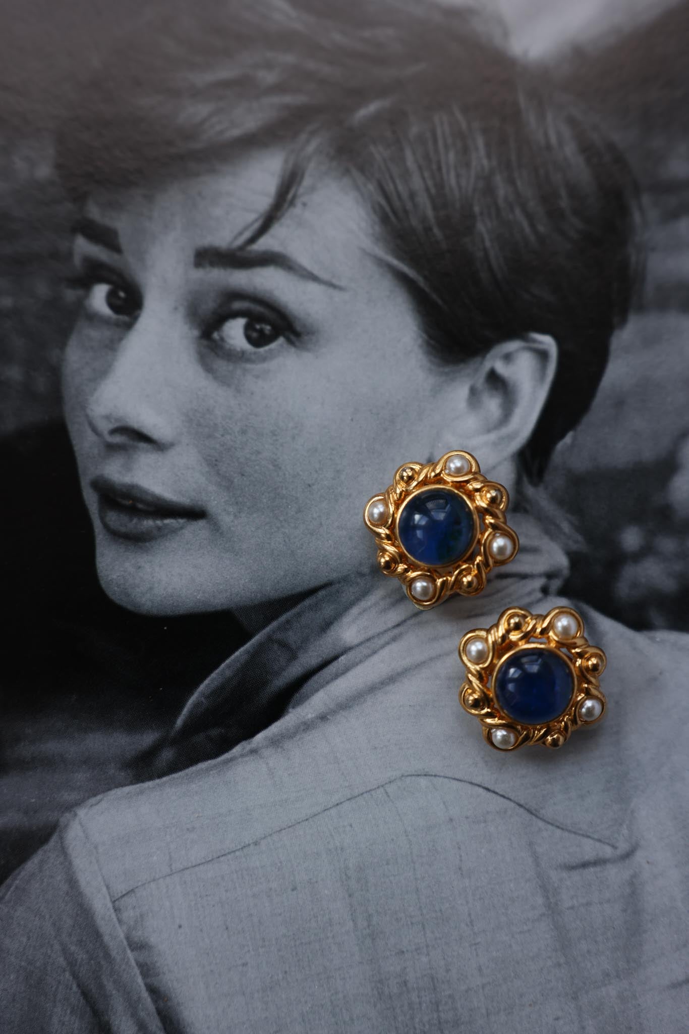 Royal Sapphire Bloom Earrings|Vintage Baazaar 