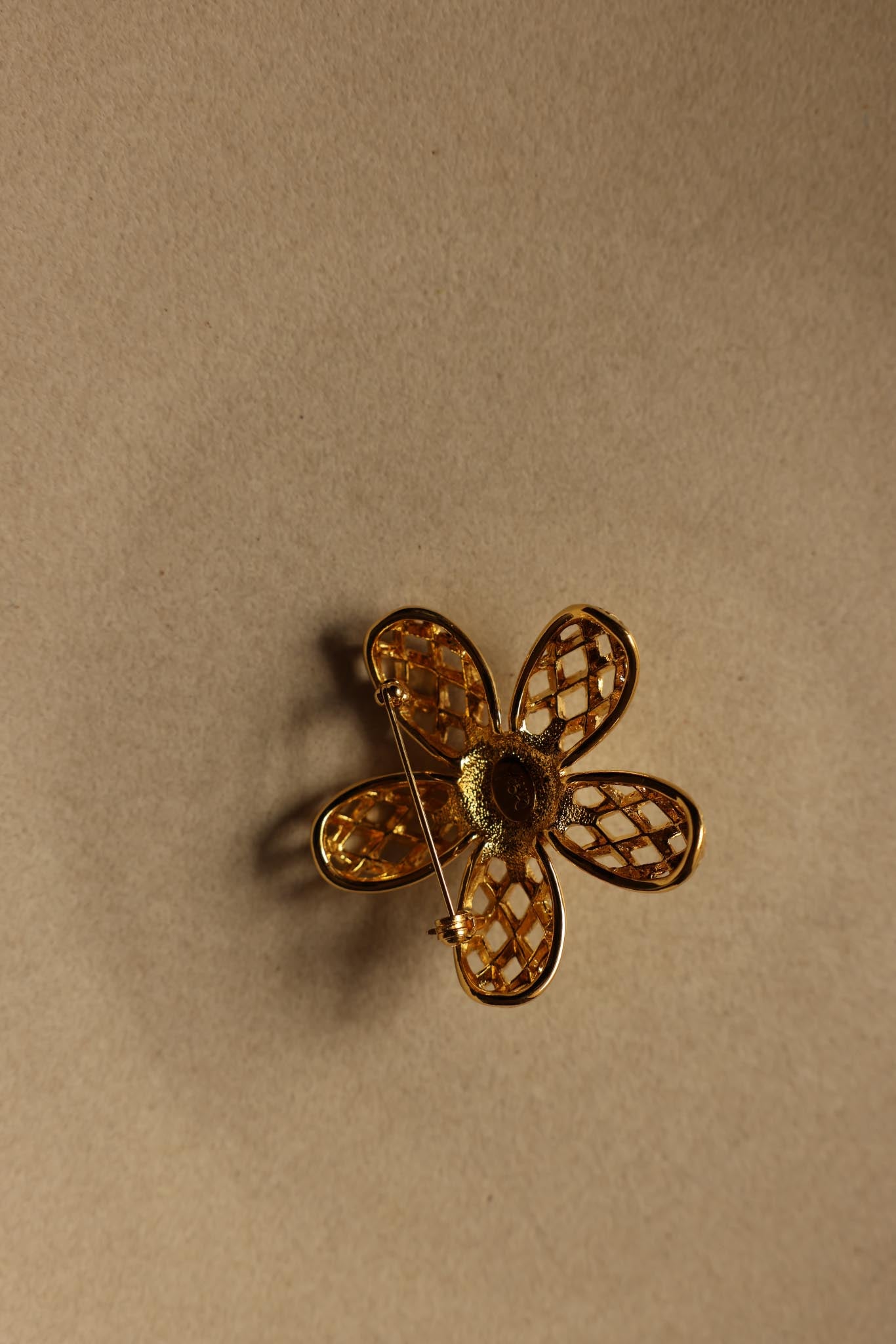 Joan Rivers Gold Lattice Flower Brooch|Vintage Baazaar 