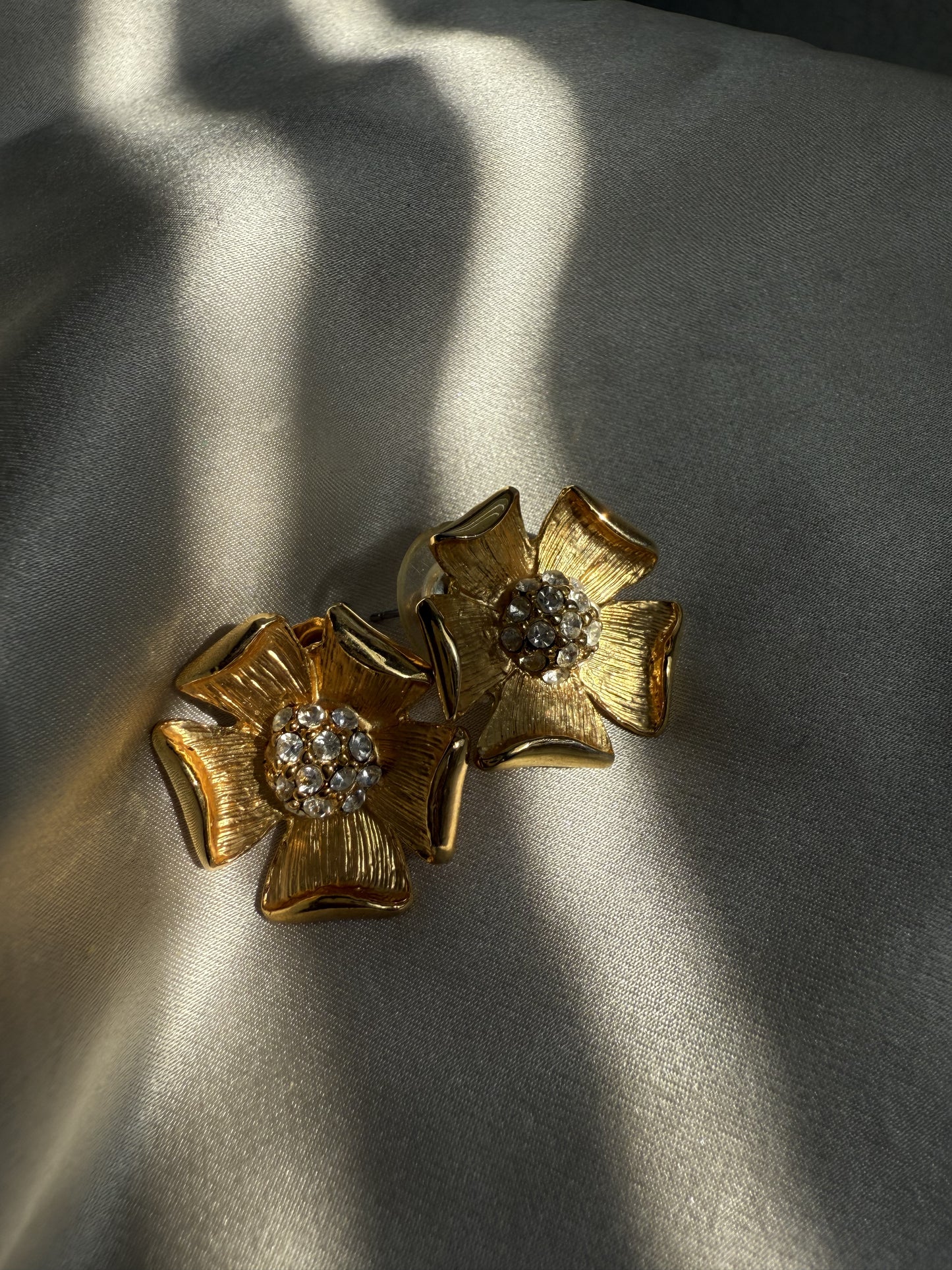 Gold Tone Floral Bliss Earrings|Vintage Baazaar 